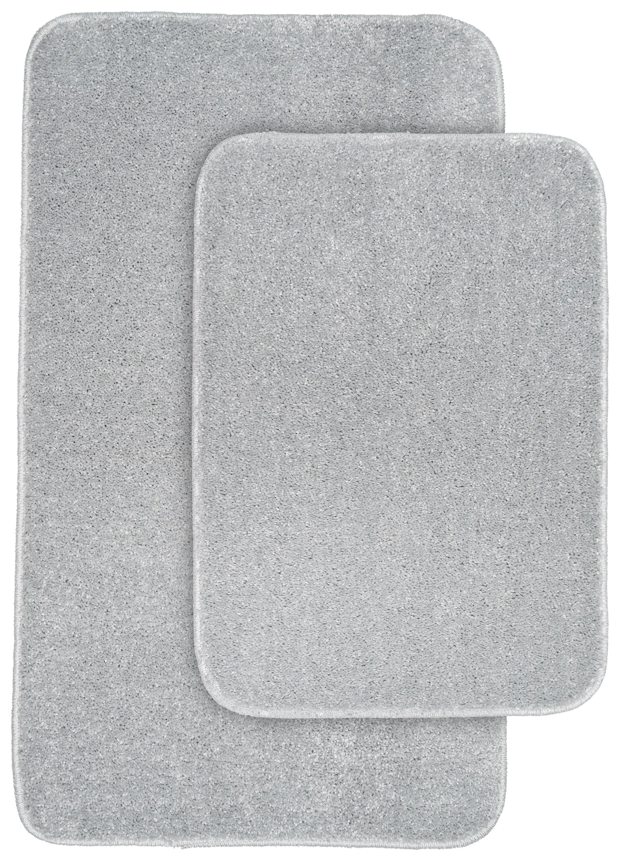 Garland Rug Gramercy Washable Bath Rug Set, 2 Piece (20"x34" & 17"x24") Silver