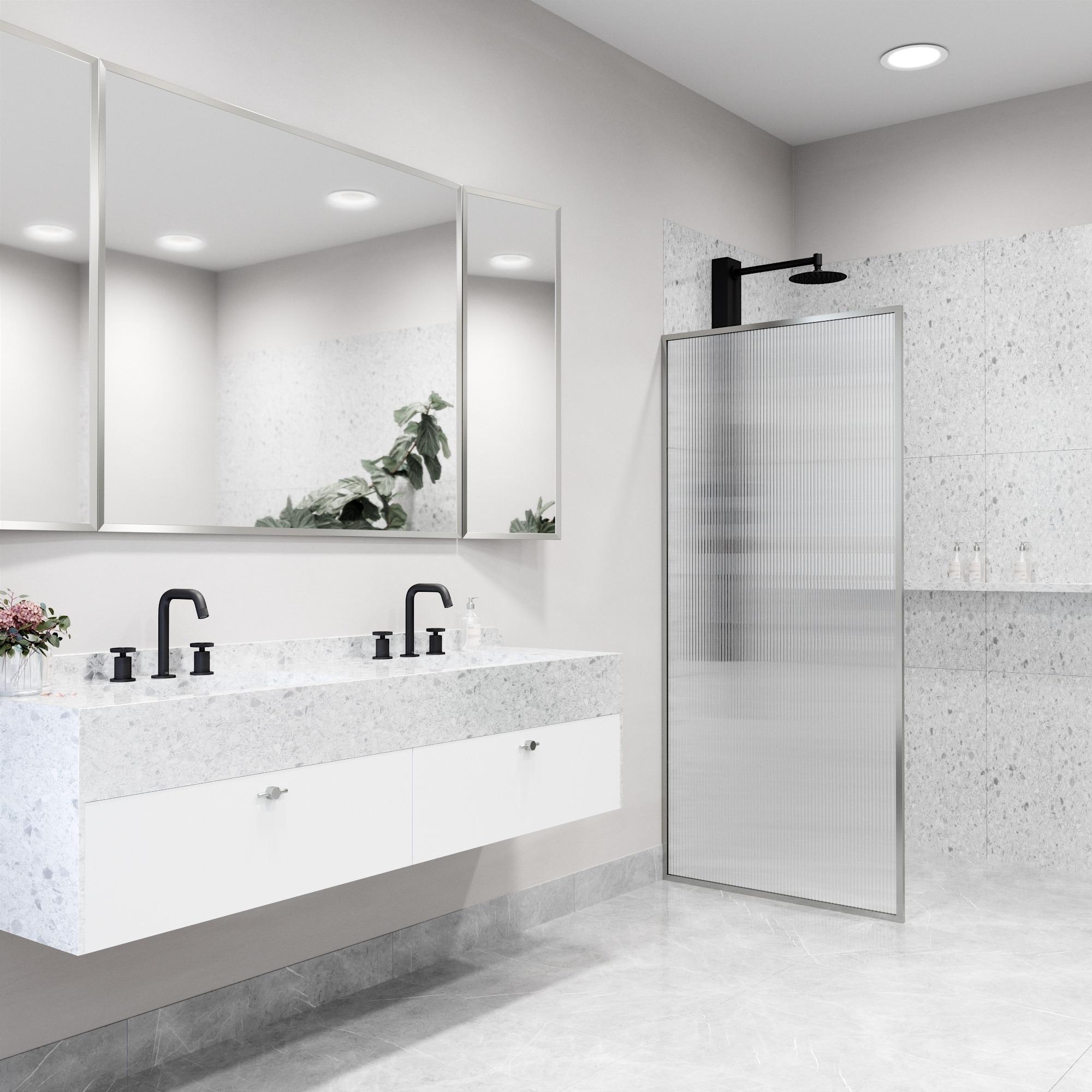 Meridian 34" W x 74" H Fixed Framed Shower Screen with 3/8" Glass