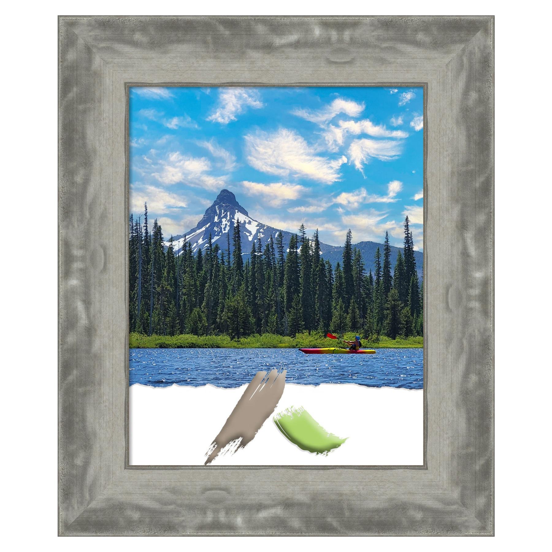 Amanti Art Waveline Silver Narrow Picture Frame Opening Size 11x14 in.
