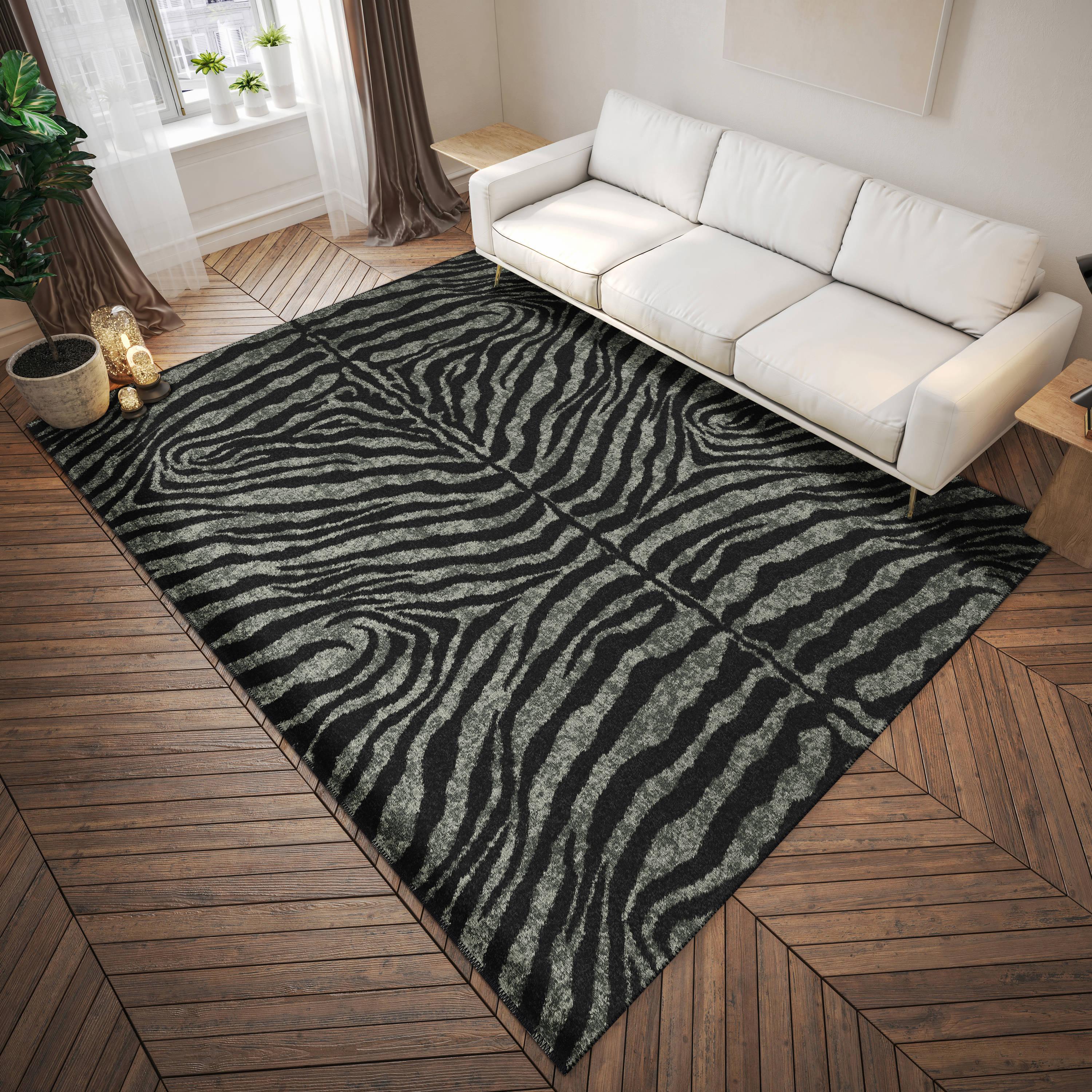 Addison Rugs Addison Indoor/ Outdoor Safari Zebra Animal Print Washable Area Rug 3' x 5' - Shadow