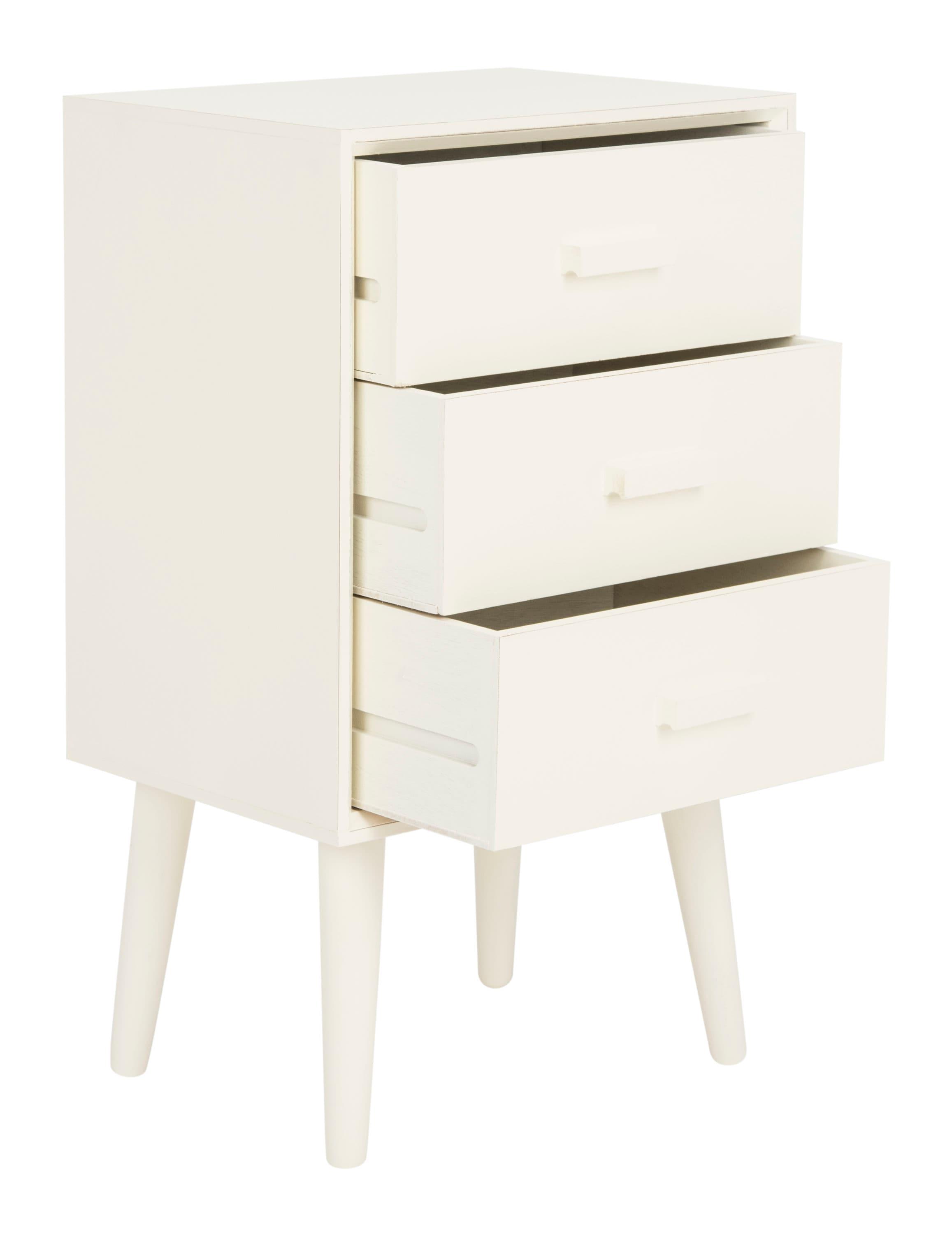 Pomona 3 Drawer Accent Table - Vintage White - Safavieh.