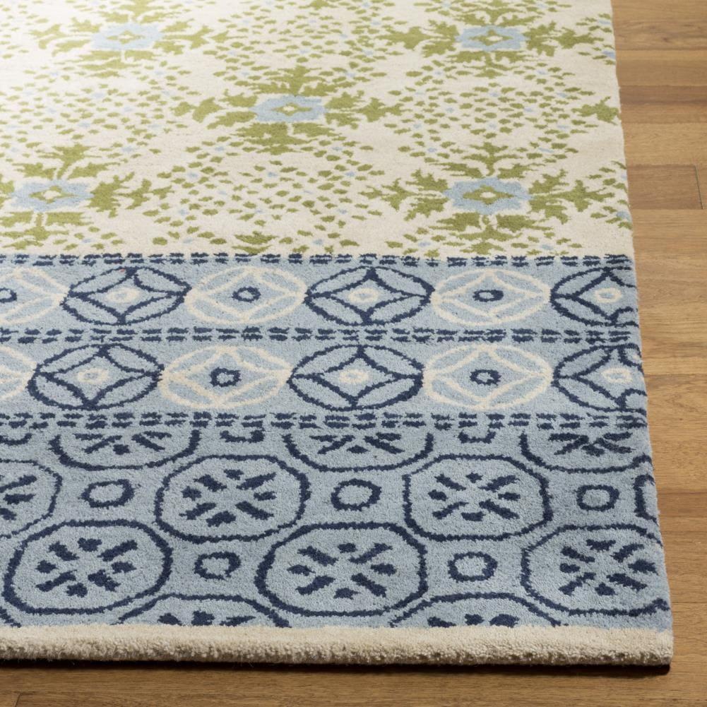 Bella BEL119 Hand Tufted Area Rug - Ivory/Blue - 4'x6' - Safavieh.