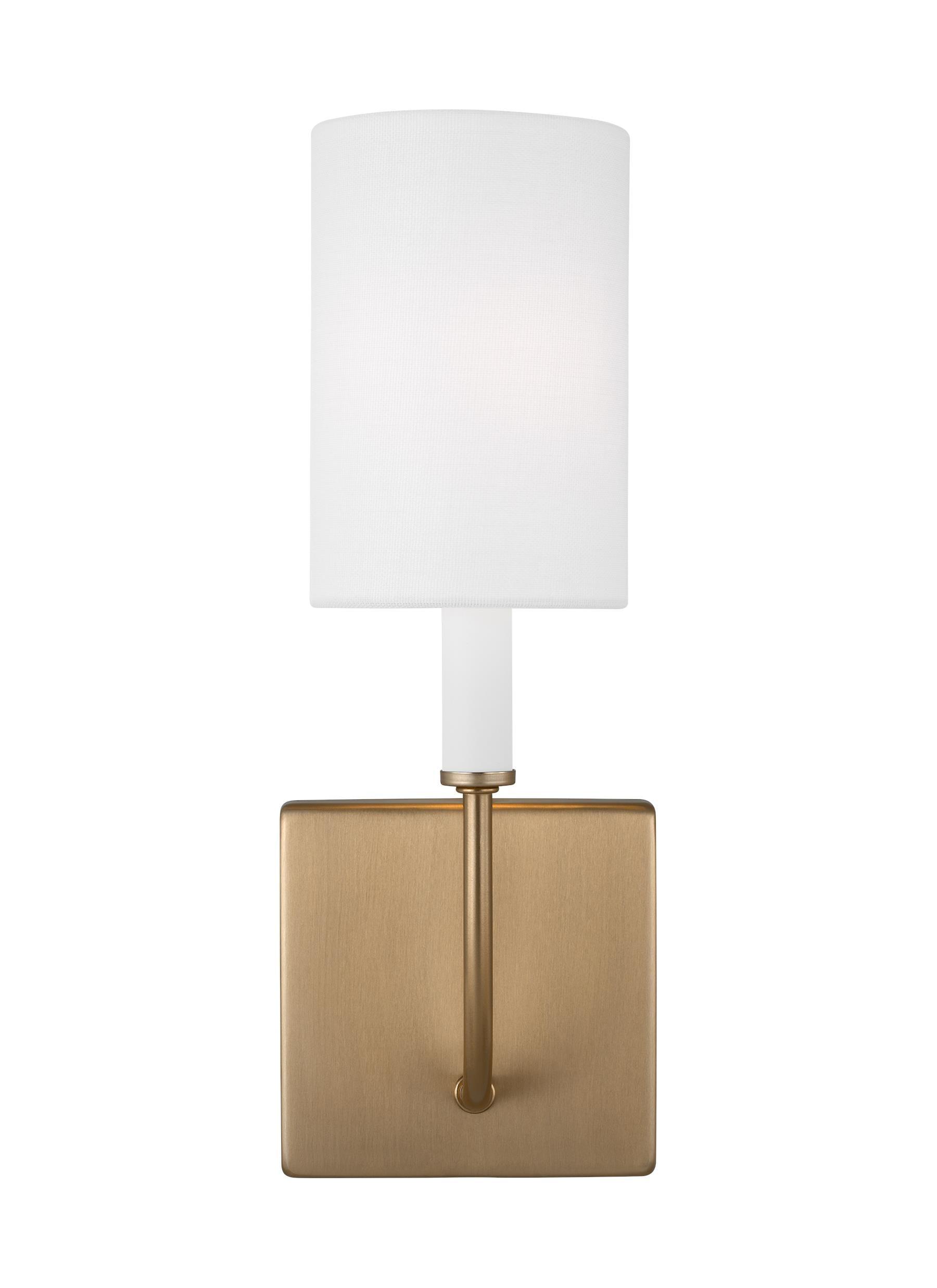 Greenwich Satin Brass Dimmable Cylinder Wall Sconce with Linen Shade