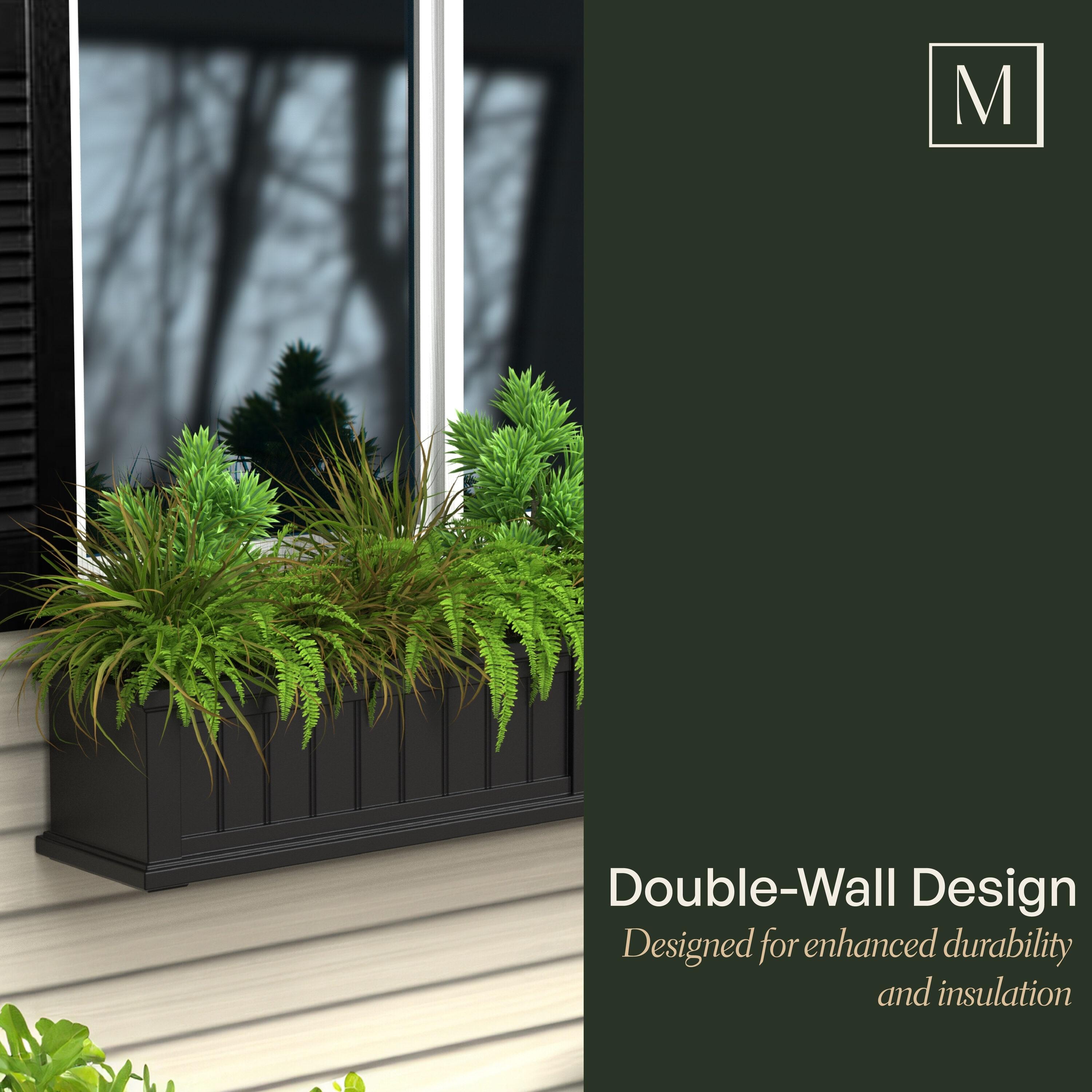 Mayne Cape Cod 36" x 11" x 10.8" Rectangle White Self-Watering Polyethylene Window Box Planter