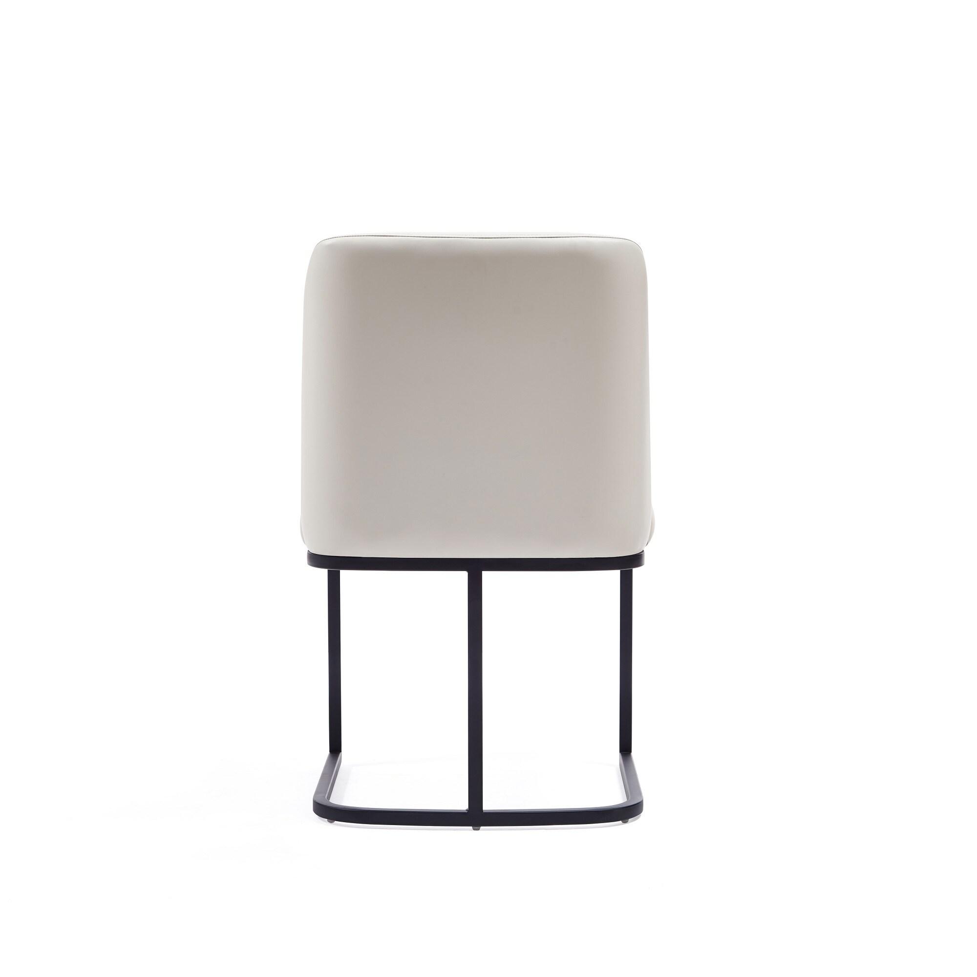Set of 6 Serena Modern Leatherette Upholstered Dining Chair Set Cream - Manhattan Comfort: No Assembly, Steel Legs
