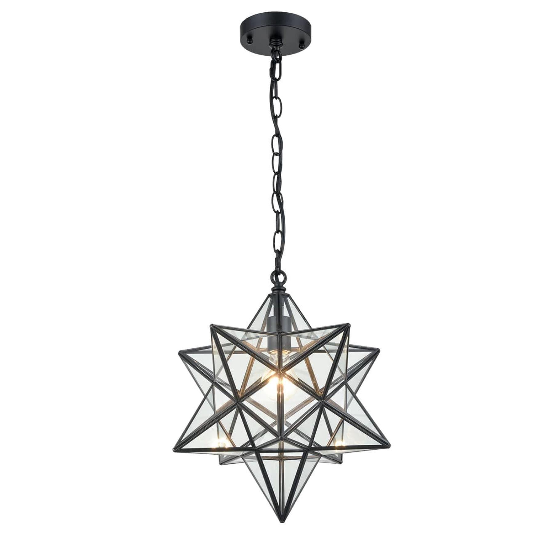 Geometric Black and Clear Glass Star Pendant Light