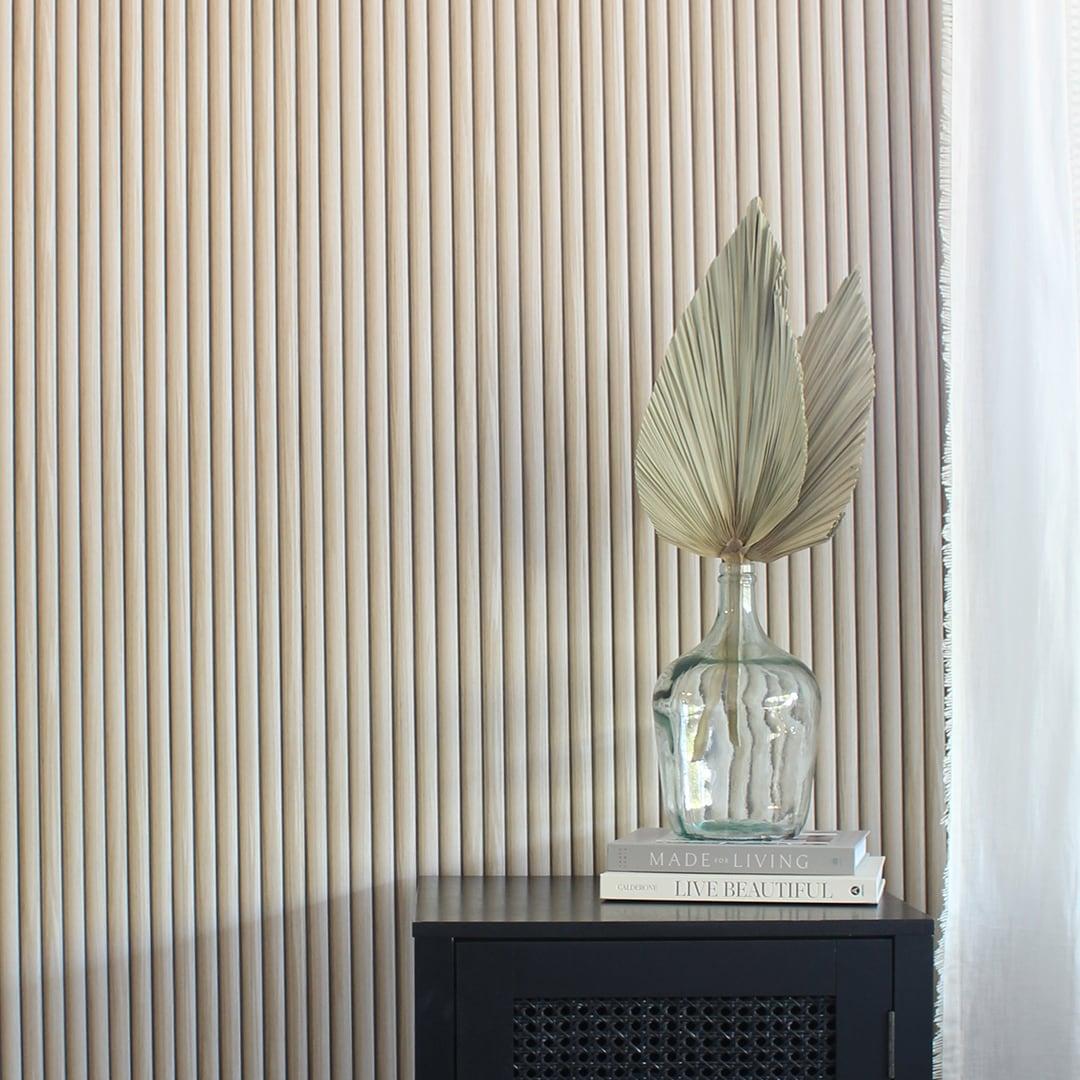 Tempaper Reeded Wood Blonde Peel and Stick Wallpaper, 20.5" x 16.5'