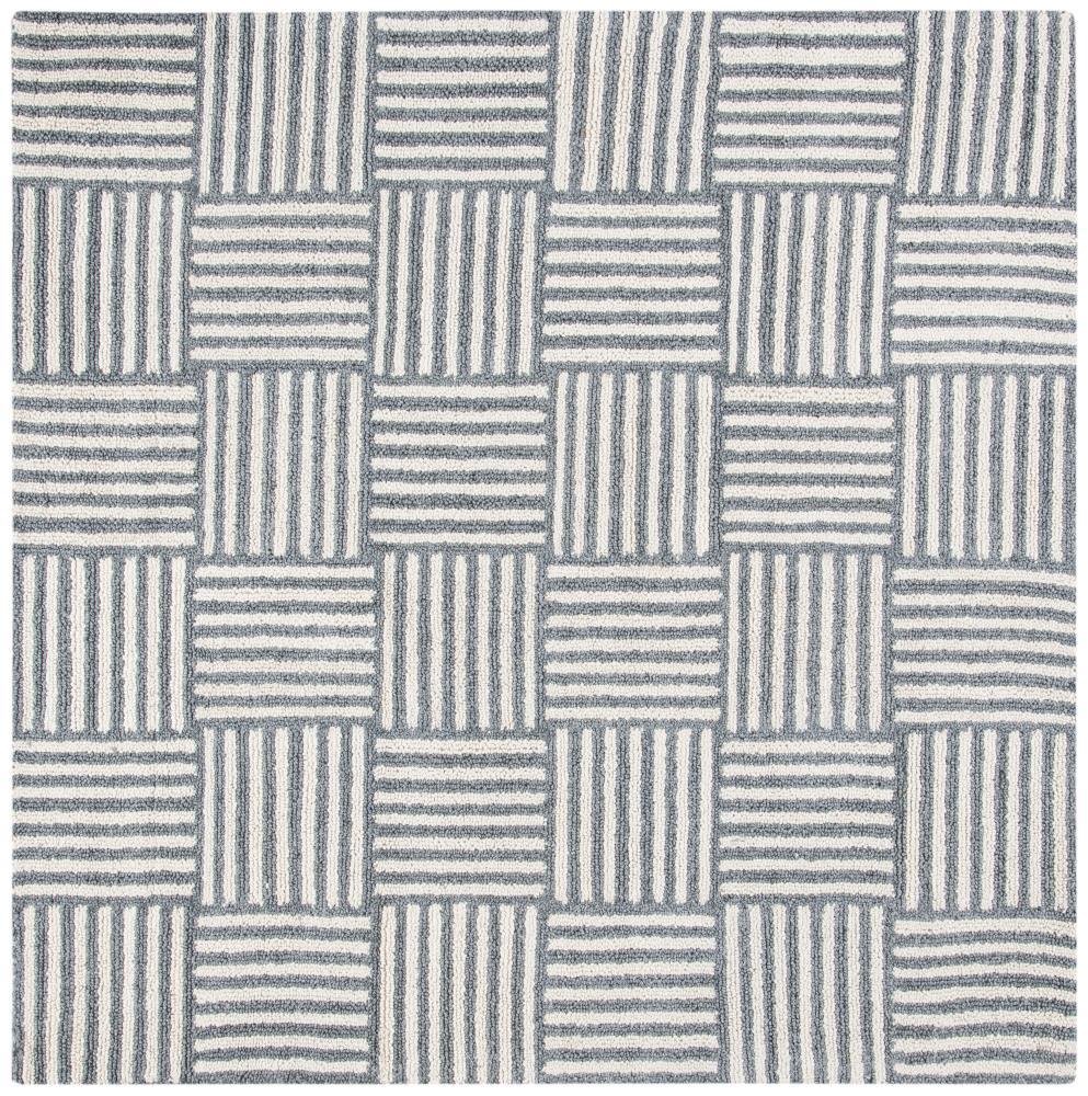 Abstract ABT602 Handmade Indoor Area Rug - Ivory/Dark Grey - 6'x6' - Safavieh