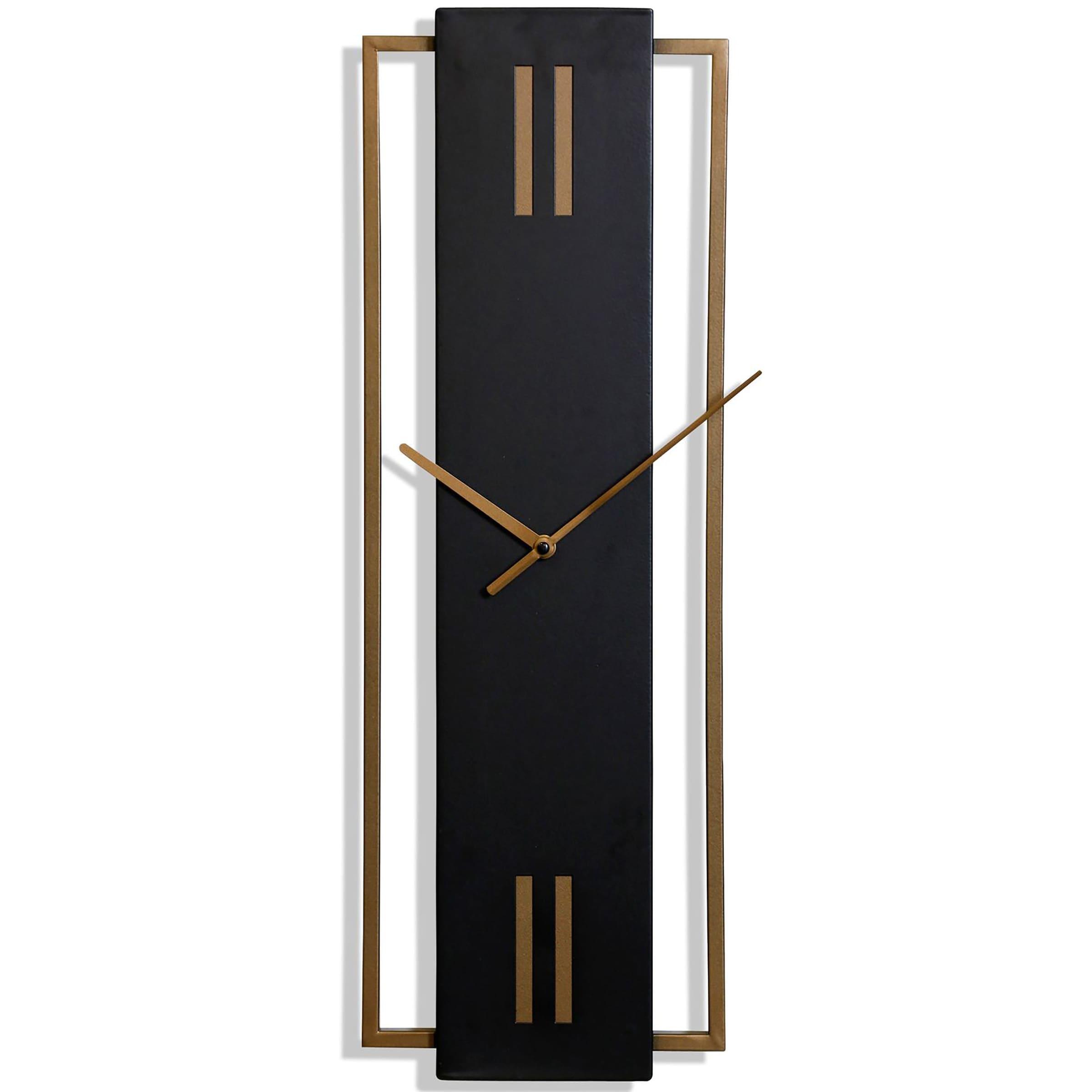 Mid-Century Metal Wall Clock Black - StyleCraft: Iron Analog Display, Indoor Decorative Timepiece