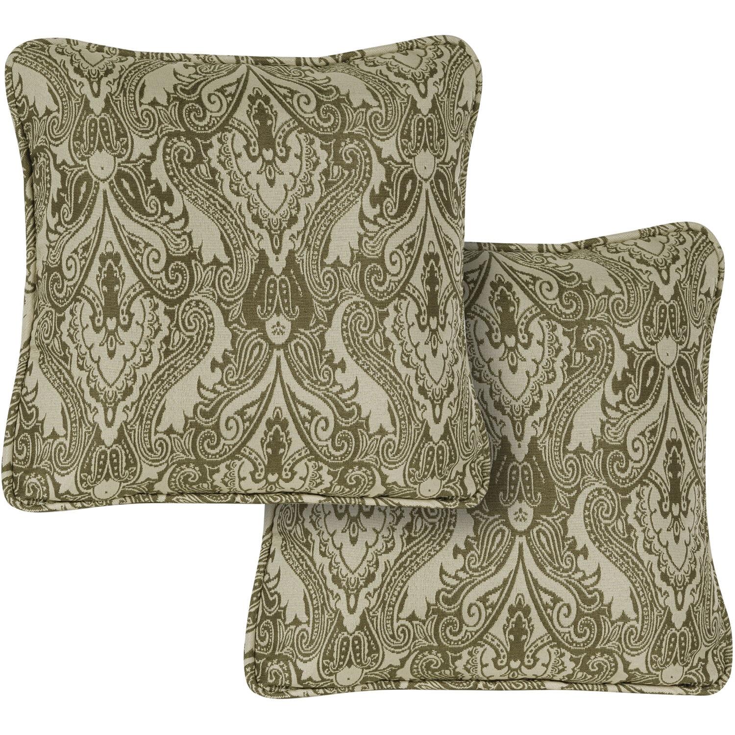 Hanover Medallion Indoor/Outdoor Throw Pillow, Decorative, Set of 2, Meadow Green - HANTPMED-MDW-2