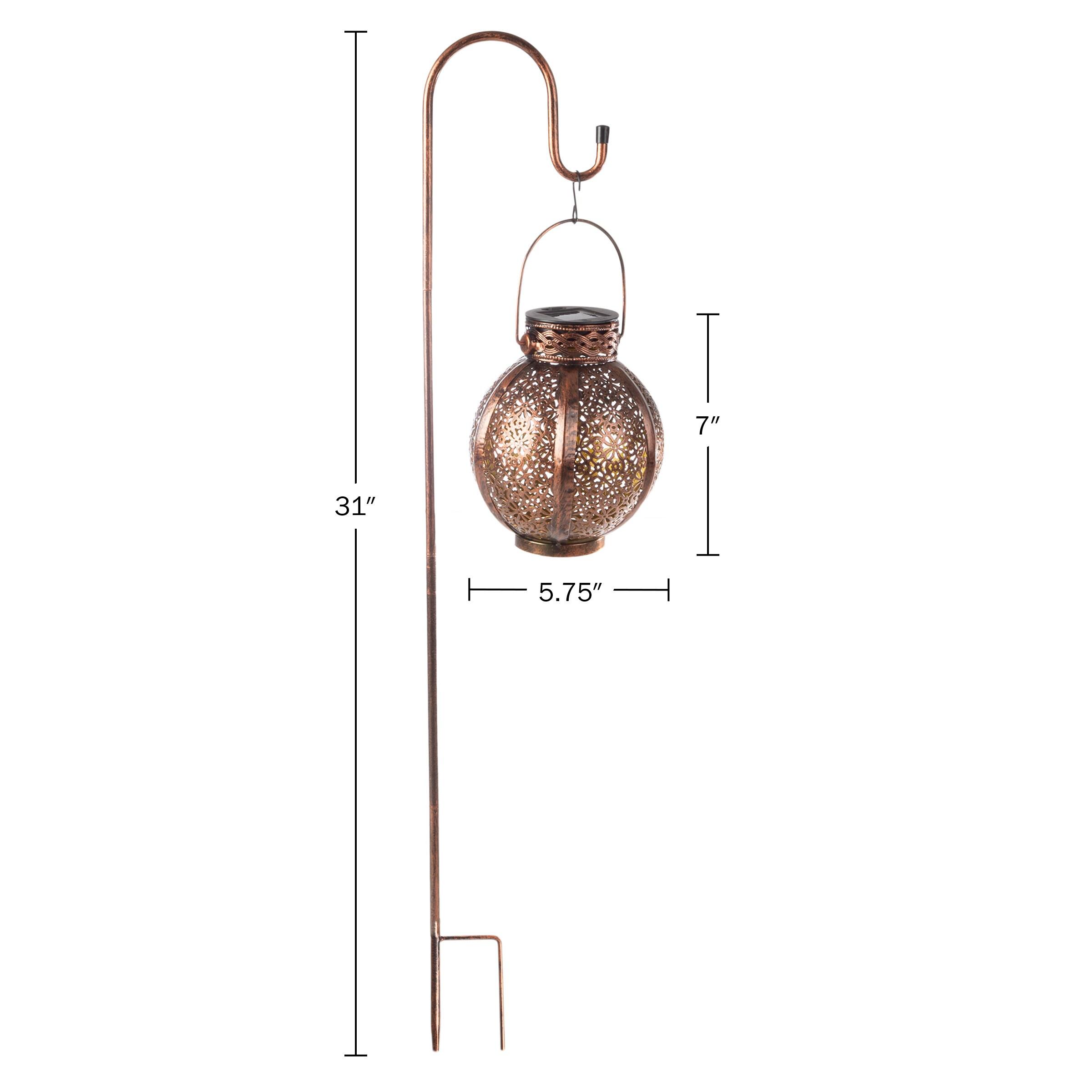 Pure Garden 2 Solar Outdoor Lights - Hanging Or Tabletop Rechargeable LED Lantern With Hooks- Outdoor Decor (Set of 2)