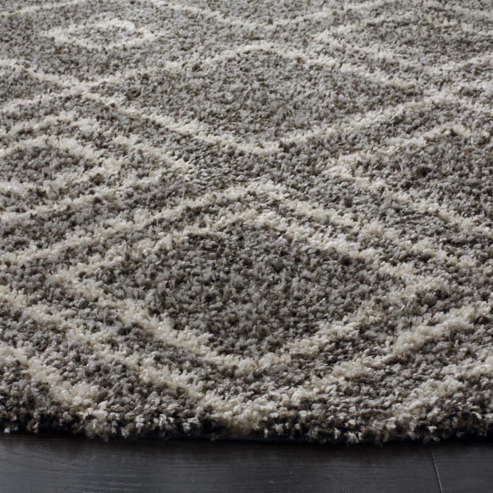 Safavieh Arizona Nettie Shag 8 x 10 (ft) Loomed Polypropylene Brown/Ivory Rectangular Indoor Geometric Mid-Century Modern Area rug