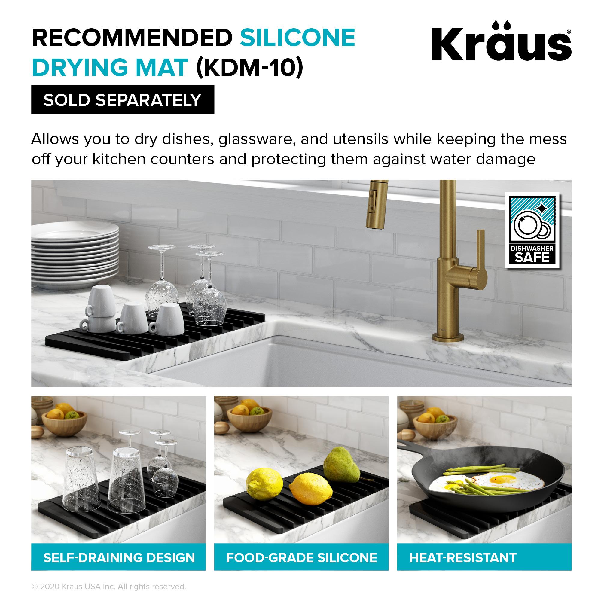 KRAUS Kore™ Workstation 33" L Farmhouse Apron Front 16 Gauge Black Stainless Steel Single Bowl Kitchen Sink