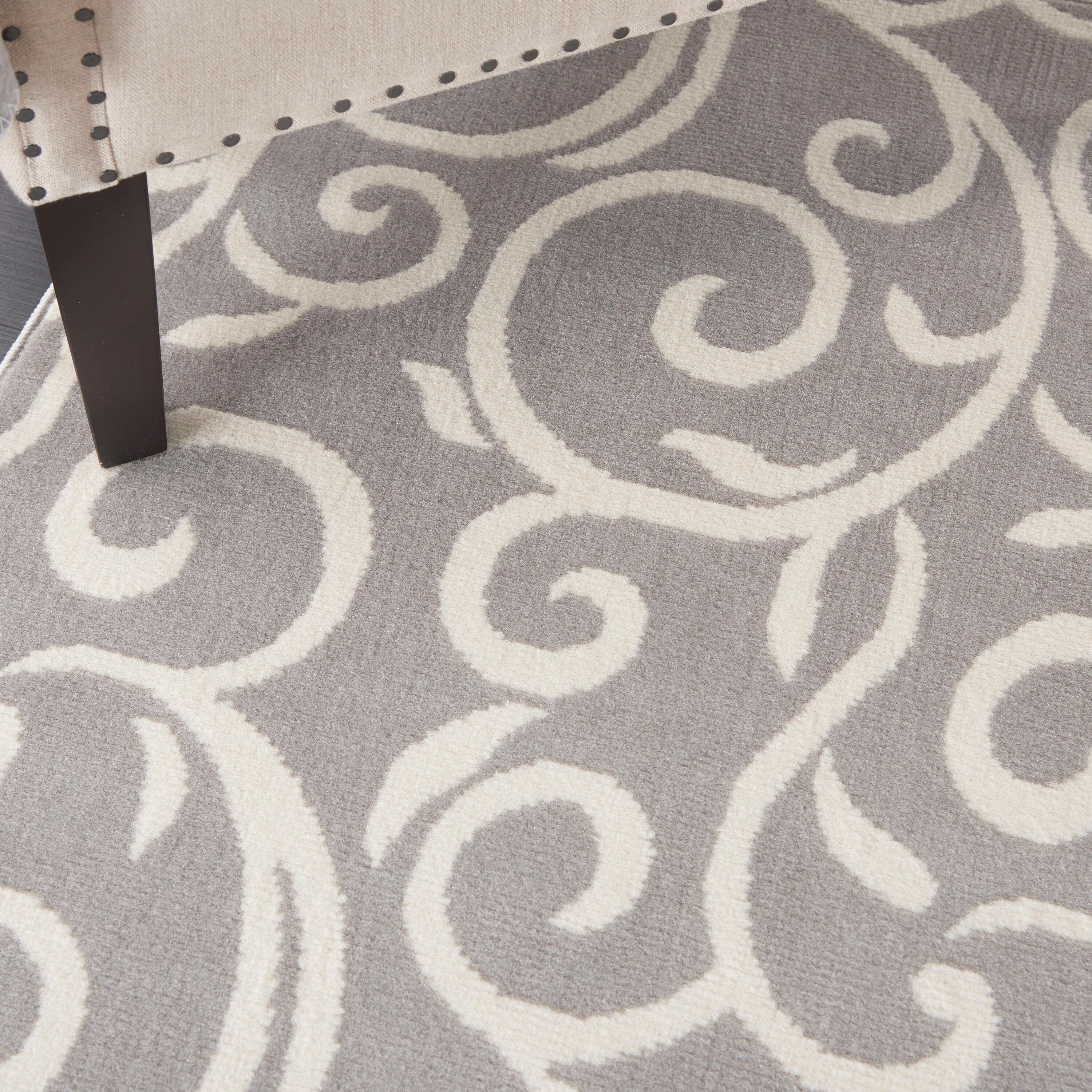 Nourison Grafix 6' x 9' Grey Area Rug Bohemian Contemporary Botanical by Nourison
