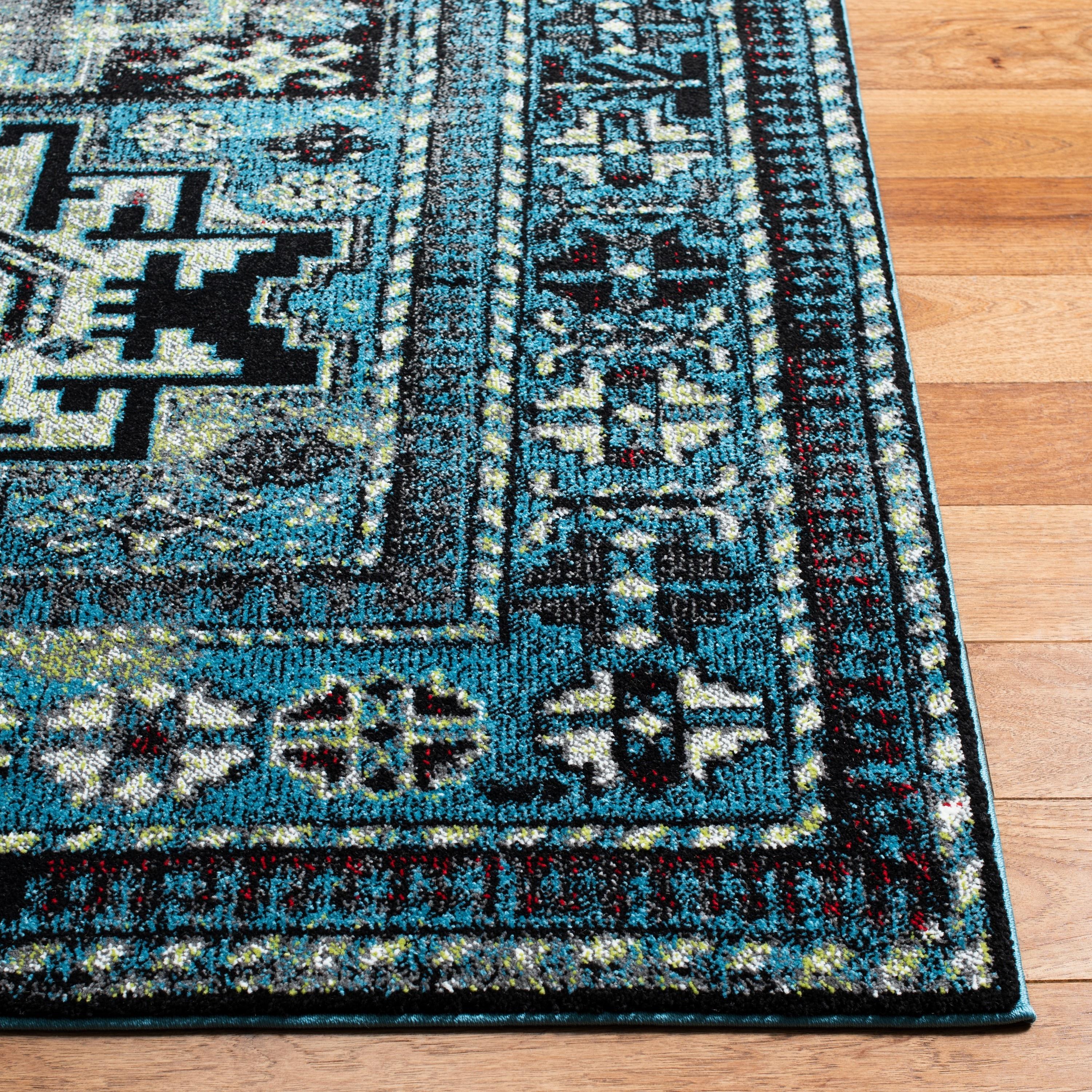 Vintage Hamadan VTH213 Power Loomed Area Rug - Light Blue/Black - 6'7"x9' - Safavieh.