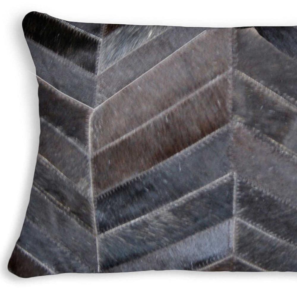 12" x 20" Chevron Cowhide Throw Pillow