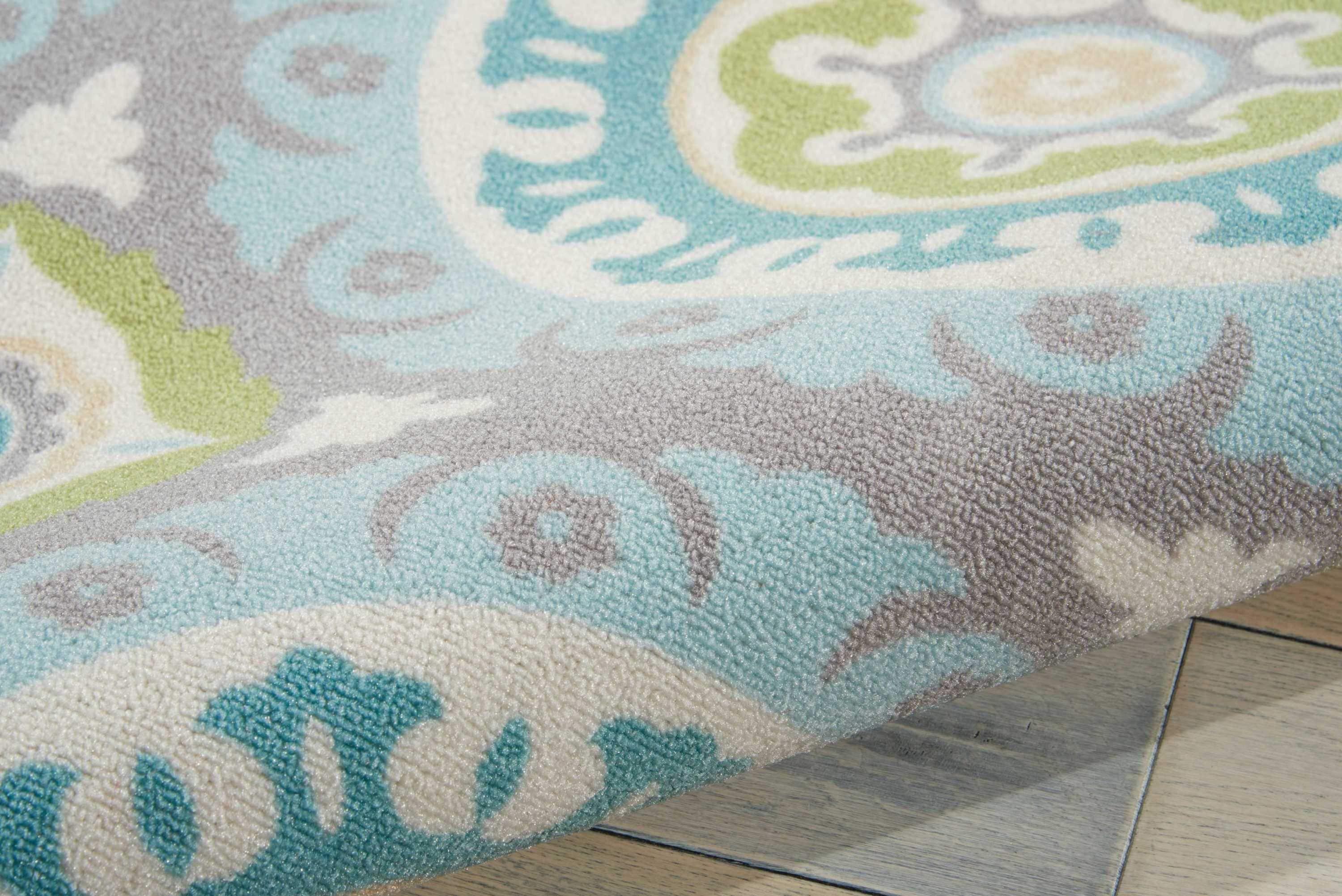 Waverly Sun & Shade "Solar Flair" Jade Indoor/Outdoor Area Rug by Nourison SND16 5'3" x 5'3"