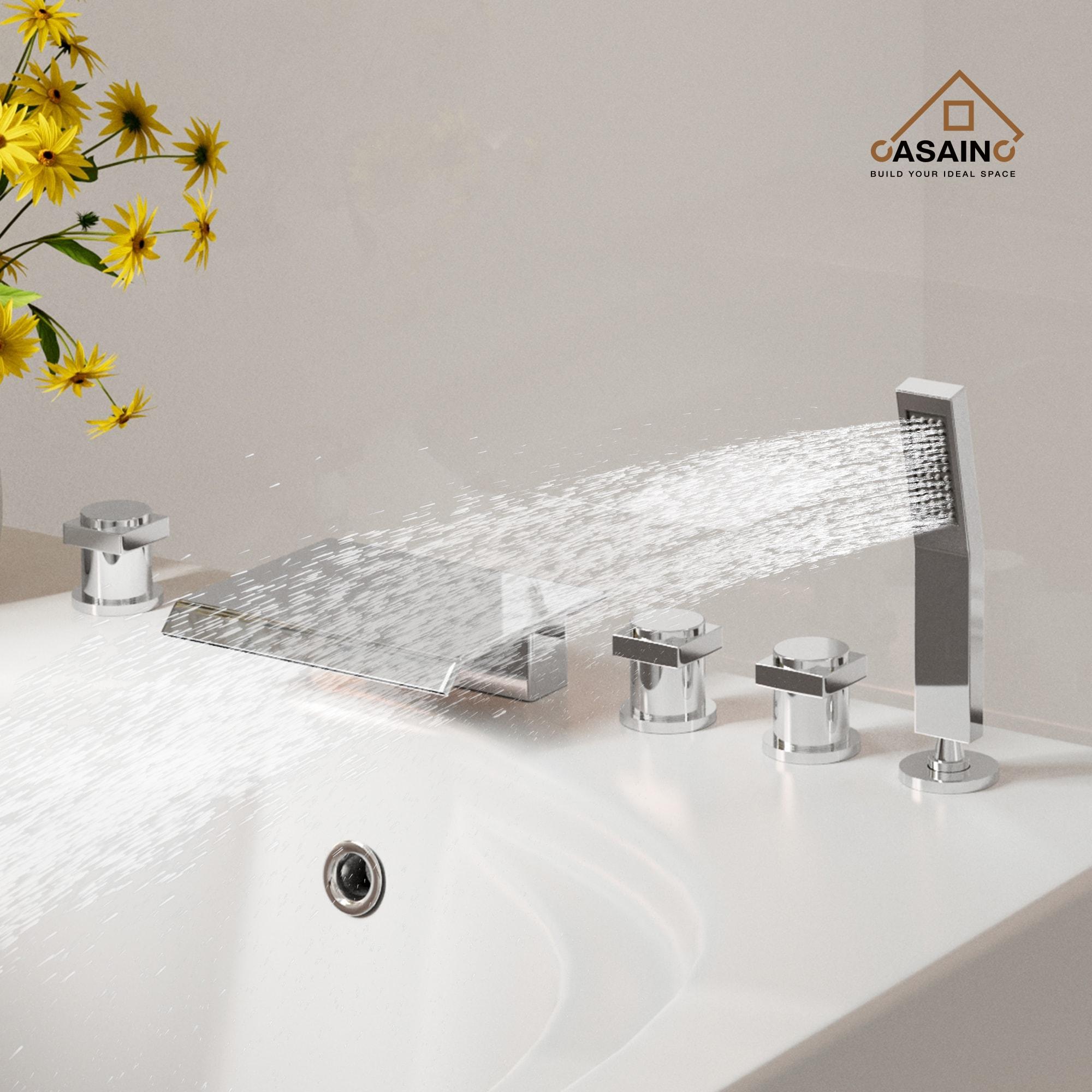 Single Handle Freestanding Bathtub Faucet with Diverter and Handshower