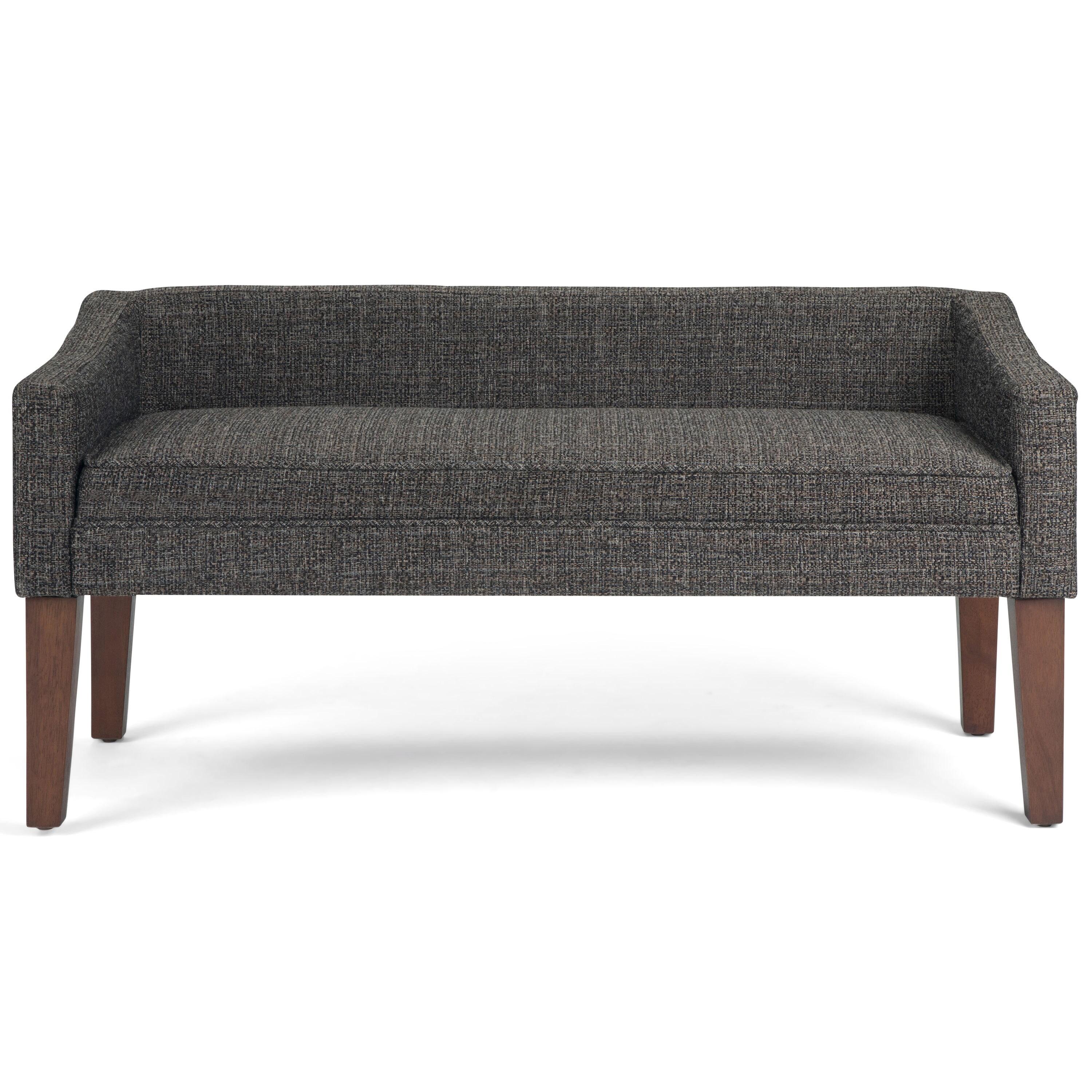 Simpli Home Parris 50"W Upholstered Contemporary Fabric Entryway Bench with Low-Profile Back and Swooped Arms