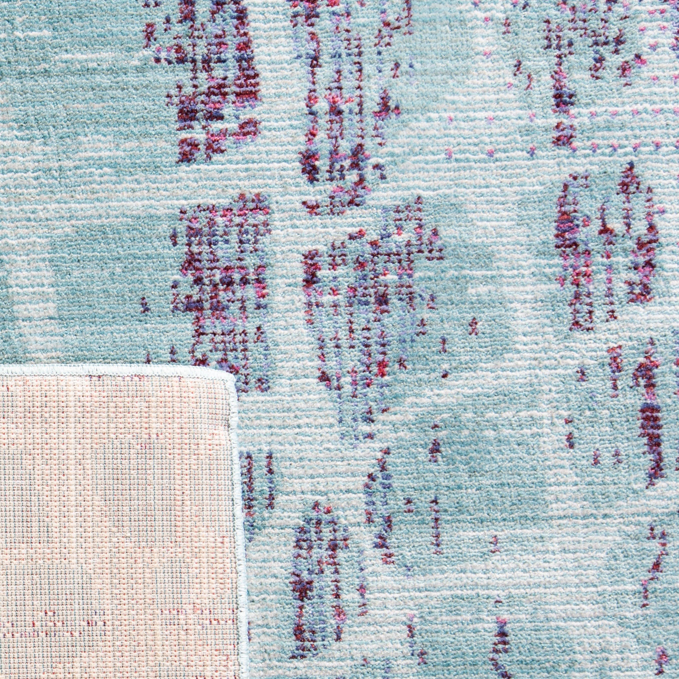 SAFAVIEH Valencia Nurten Abstract Polyester Area Rug, Blue/Fuchsia, 4' x 6'