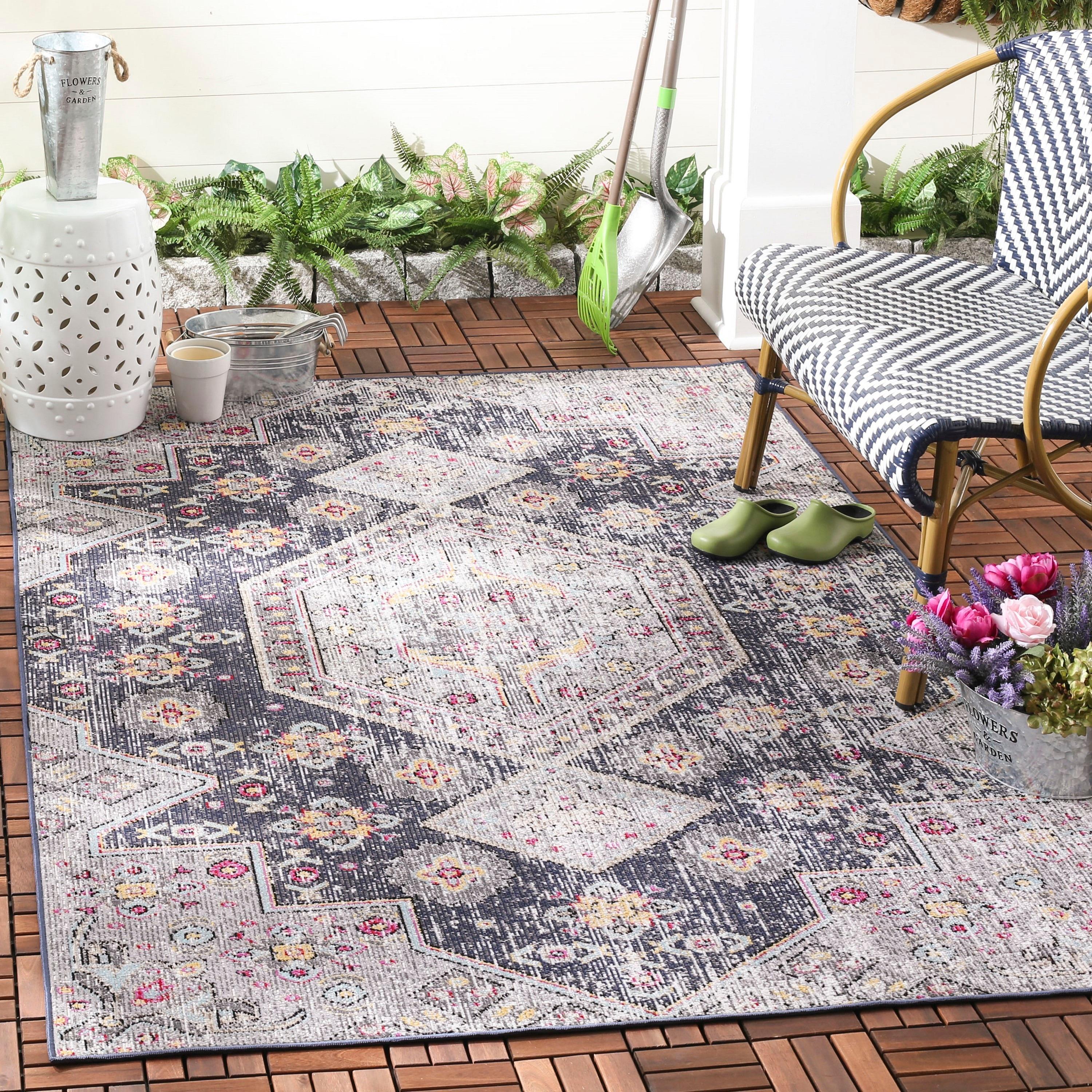 Montage MTG365 Power Loomed Indoor/Outdoor Area Rug - Black/Multi - 5'1"x7'6" - Safavieh