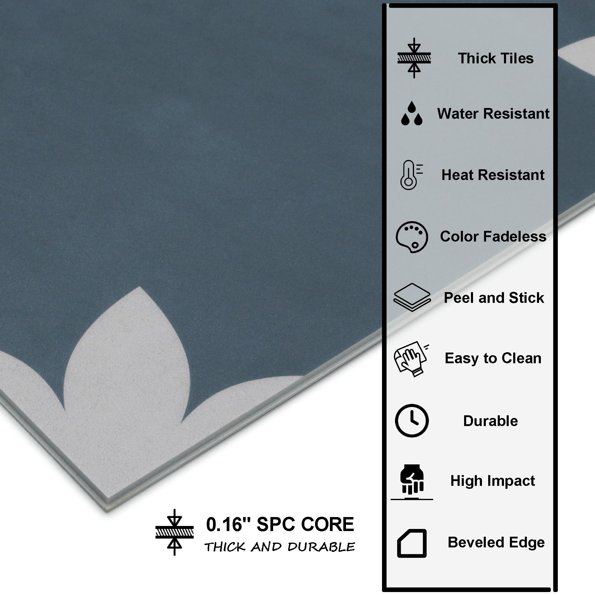 9'' x 9'' x 4mm SPC Peel & Stick Floor Tile Luxury Vinyl Flooring