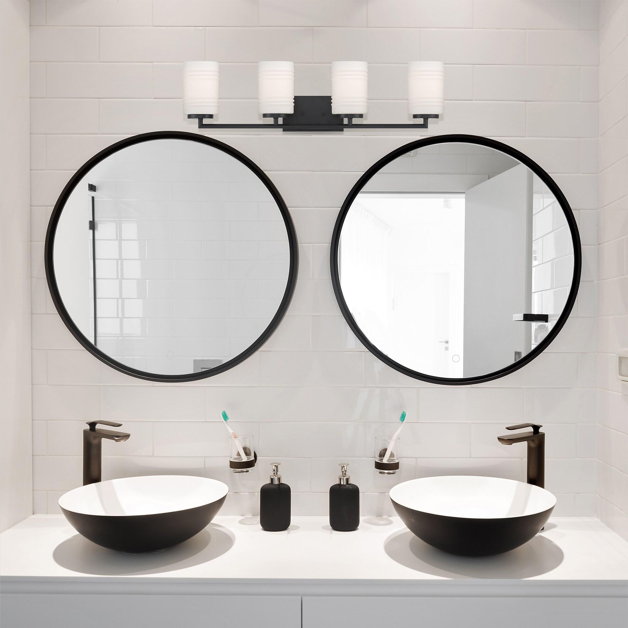 Leavenworth Sleek Matte Black 33" Outdoor Vanity Light with Etched Glass