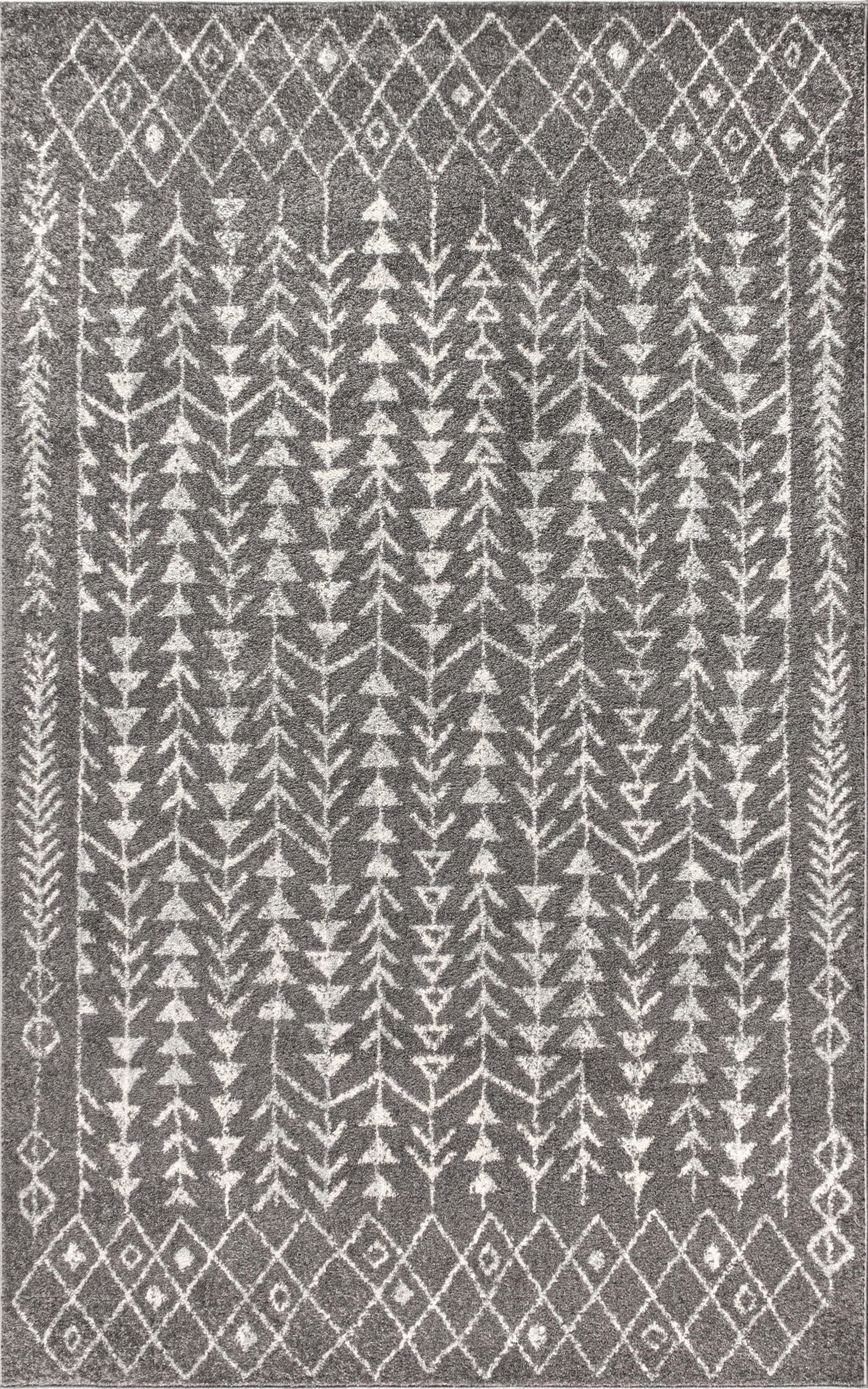 3'x5' Ziri Moroccan Geometric Area Rug, Grey/Cream - JONATHAN Y