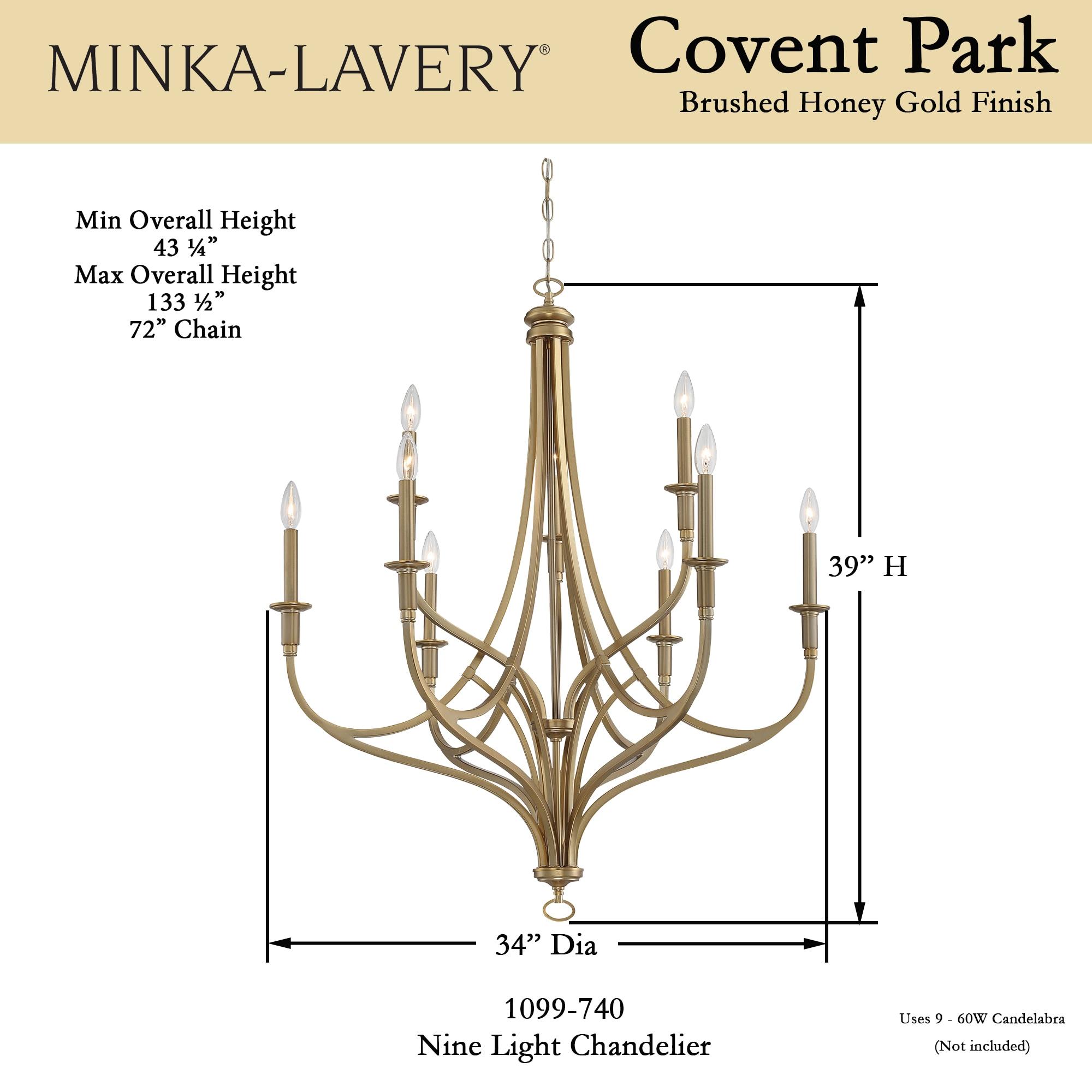 Minka Lavery Brushed Honey Gold Chandelier 34" Wide Modern 9-Light Fixture for Dining Room House Foyer Kitchen Entryway Bedroom