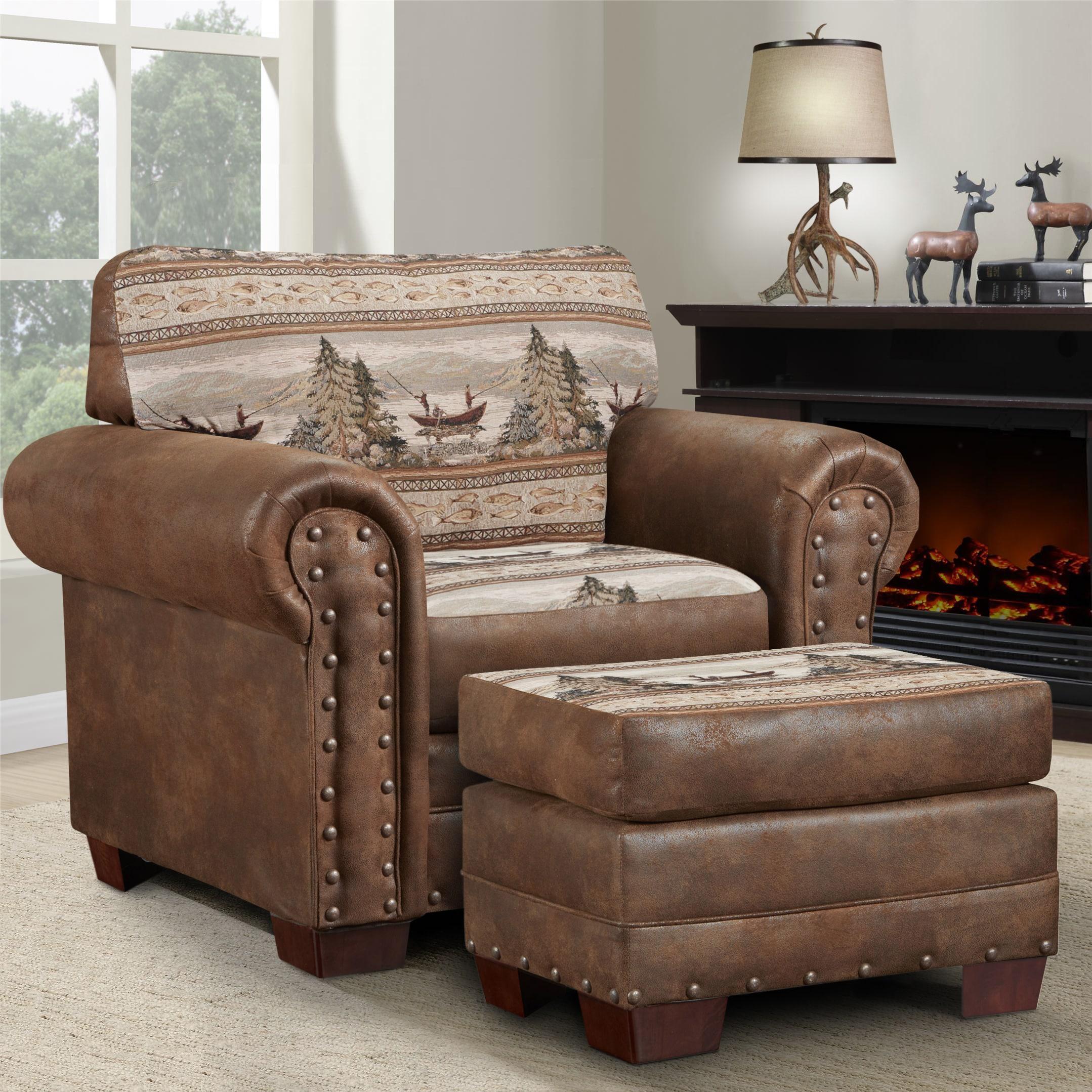 American Furniture Classics Microfiber Alpine Lodge Arm Chair in Brown