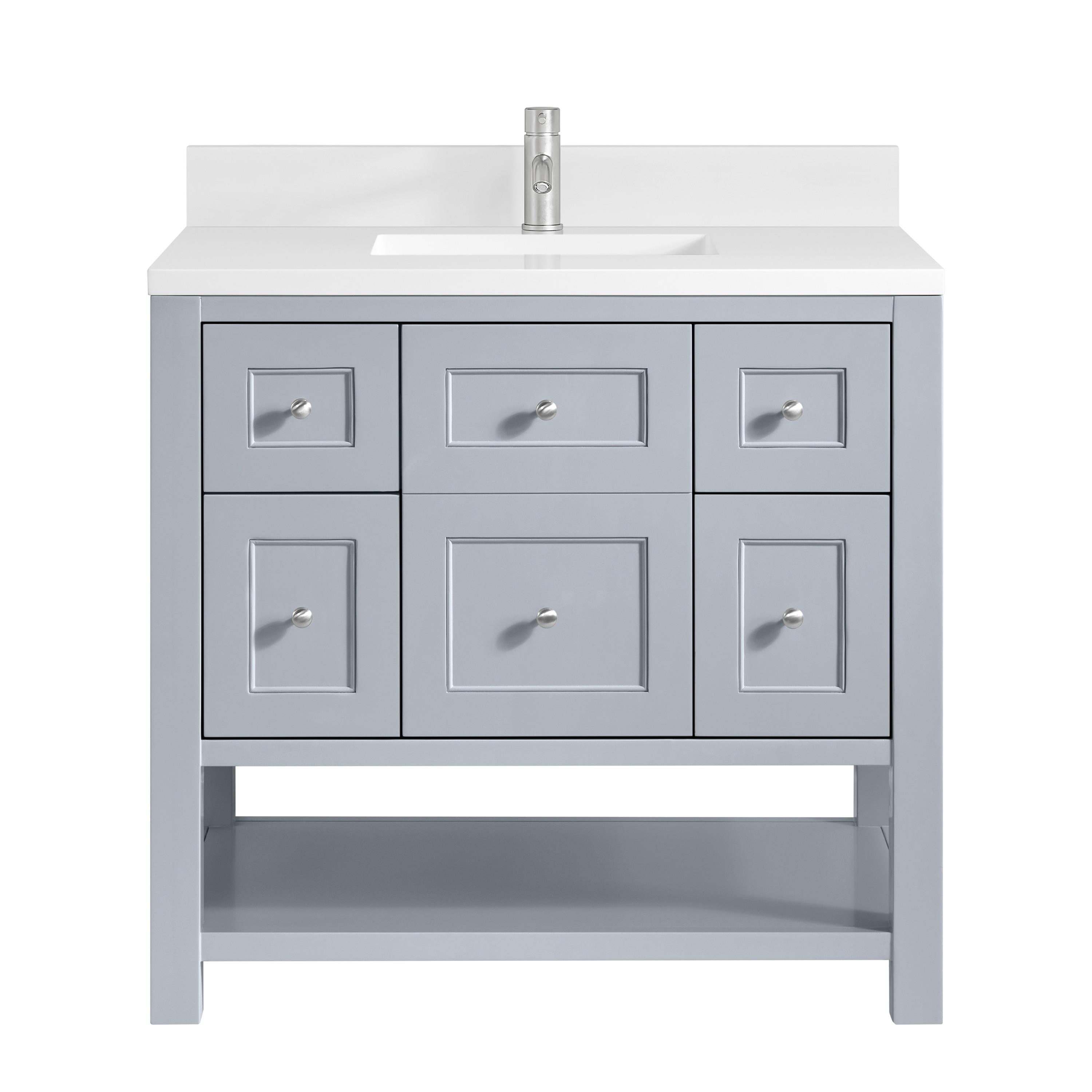 James Martin Vanities 330-V36-SRB-3LDL 36 in. Breckenridge Single Vanity with 3 cm Lime Delight Quartz Top, Serenity Blue