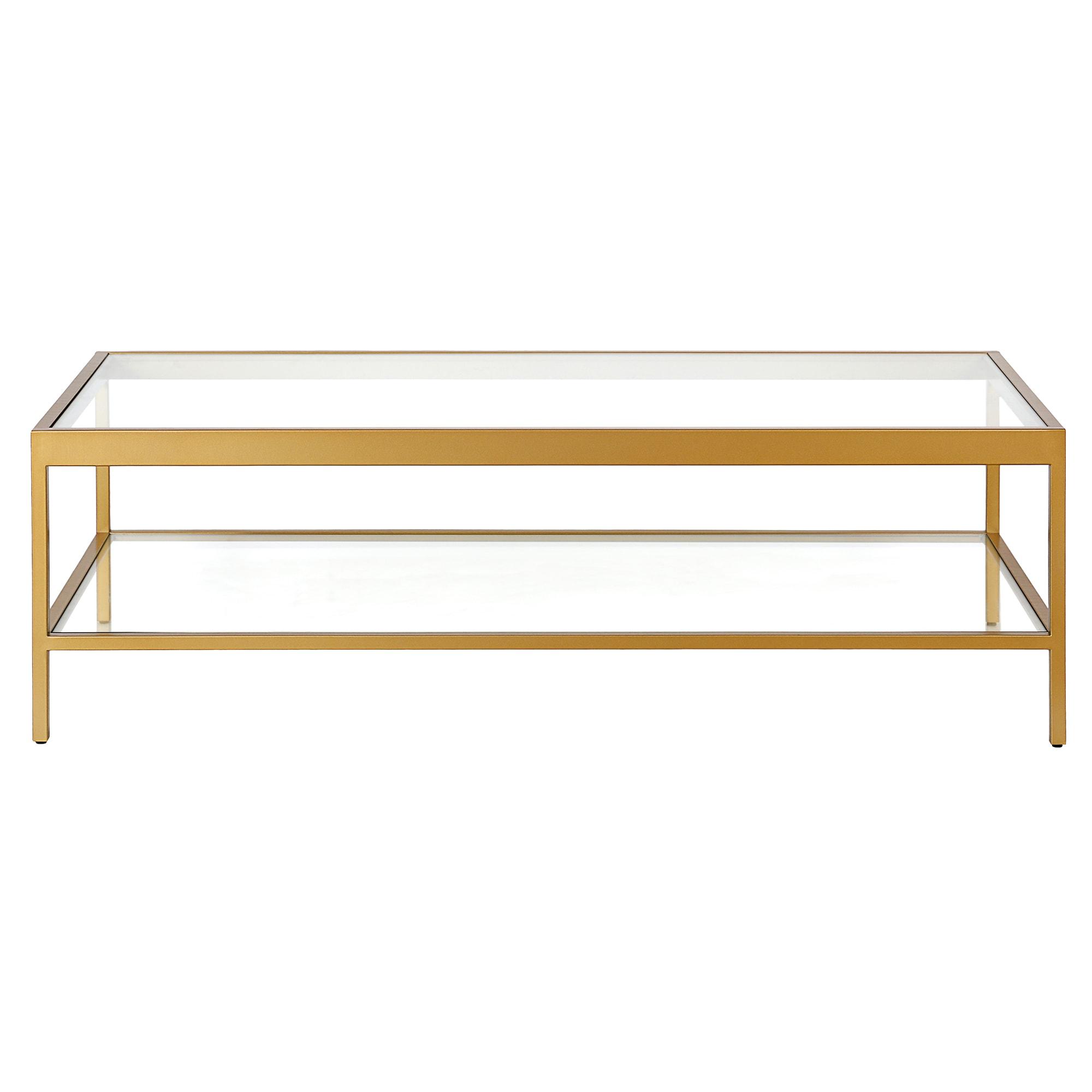 Henn&Hart 54" Brass Finish Coffee Table