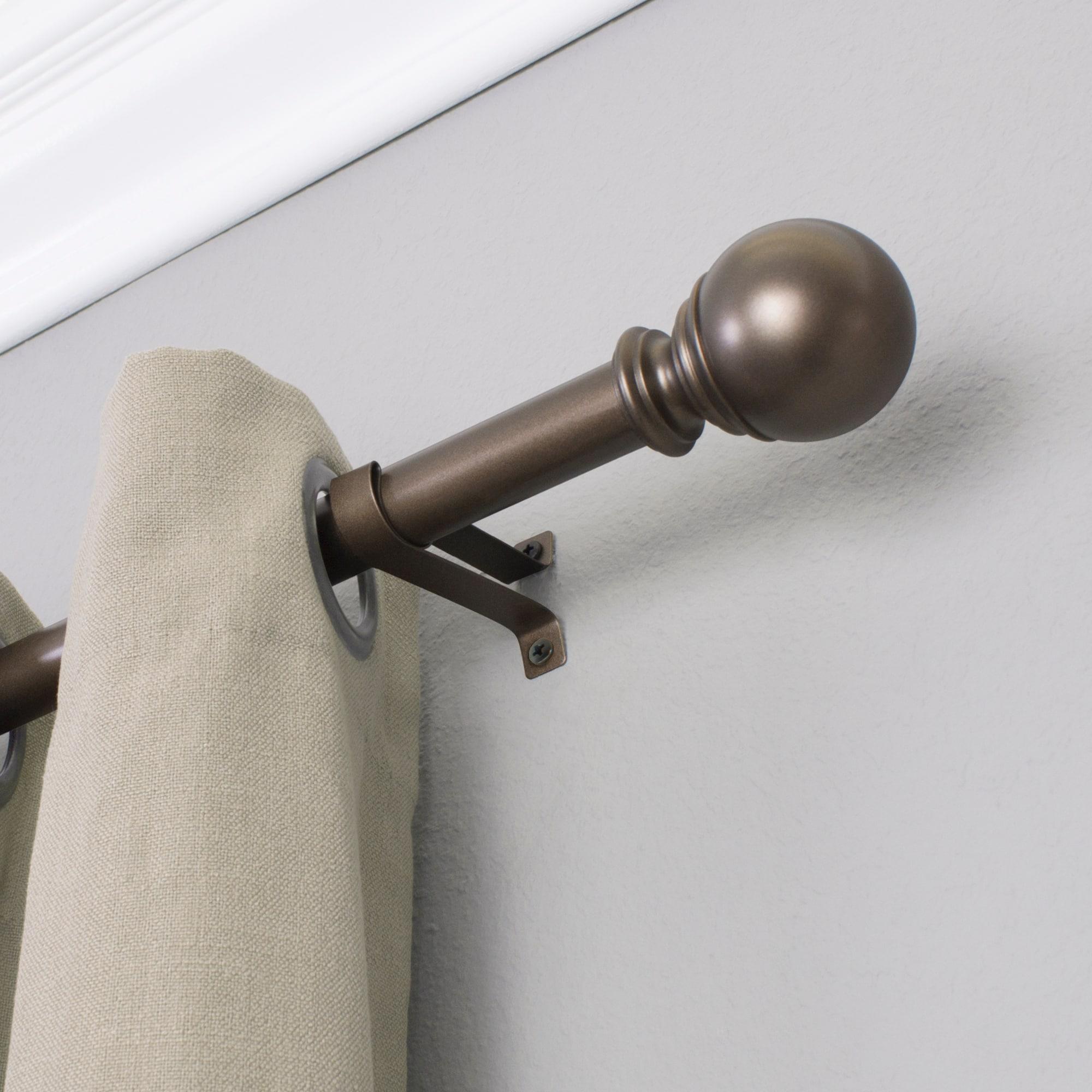 Decopolitan 1" Diameter Ball Telescoping Drapery Rod Set 36-72" Bronze