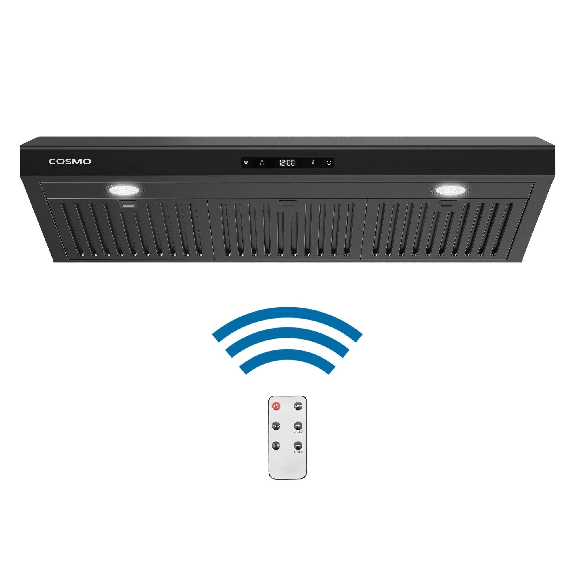 Cosmo 36 In. Haven Collection 500 Cfm Ducted Under Cabinet Range Hood, Touch Controls, Led Lights In Matte Black