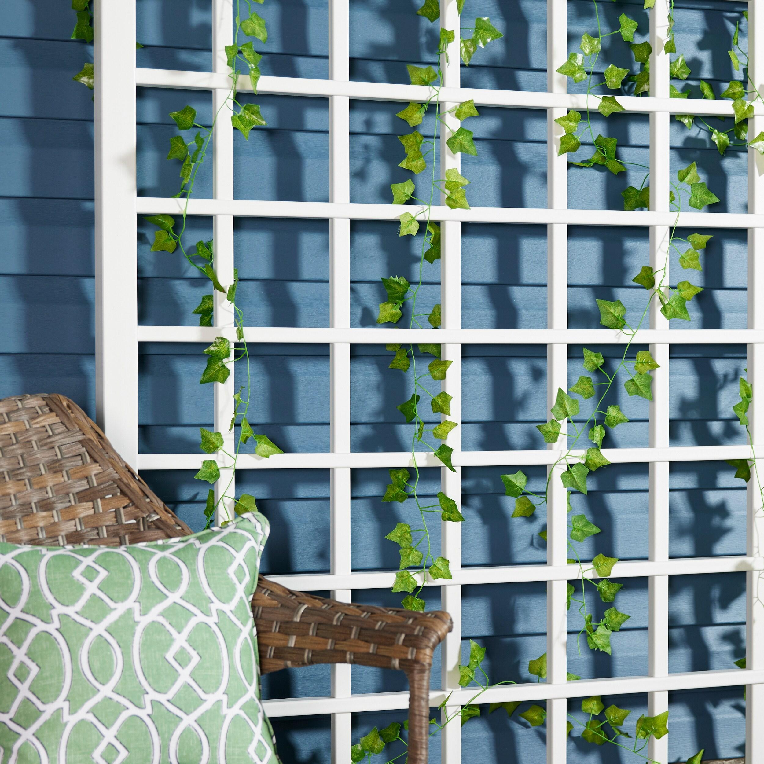 Dura-Trel Winchester 57"x95" PVC Vinyl Outdoor Garden Trellis Support for Vines, Climbing Plants, Flowers, & Vegetables w/Wall Mounting Screws, White