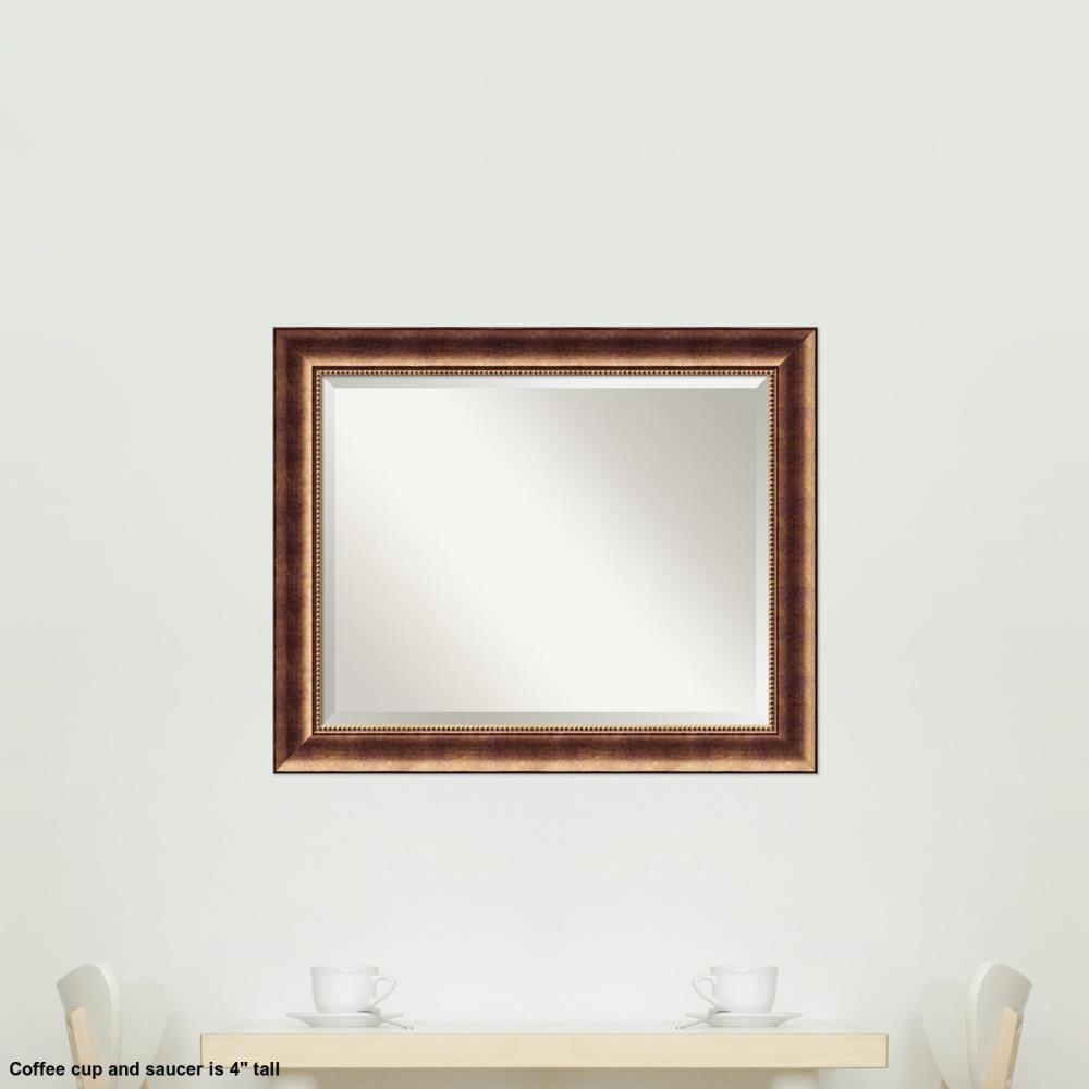 Amanti Art Beveled Wood Wall Mirror - Manhattan Bronze Frame - Outer Size: 33 x 27 in