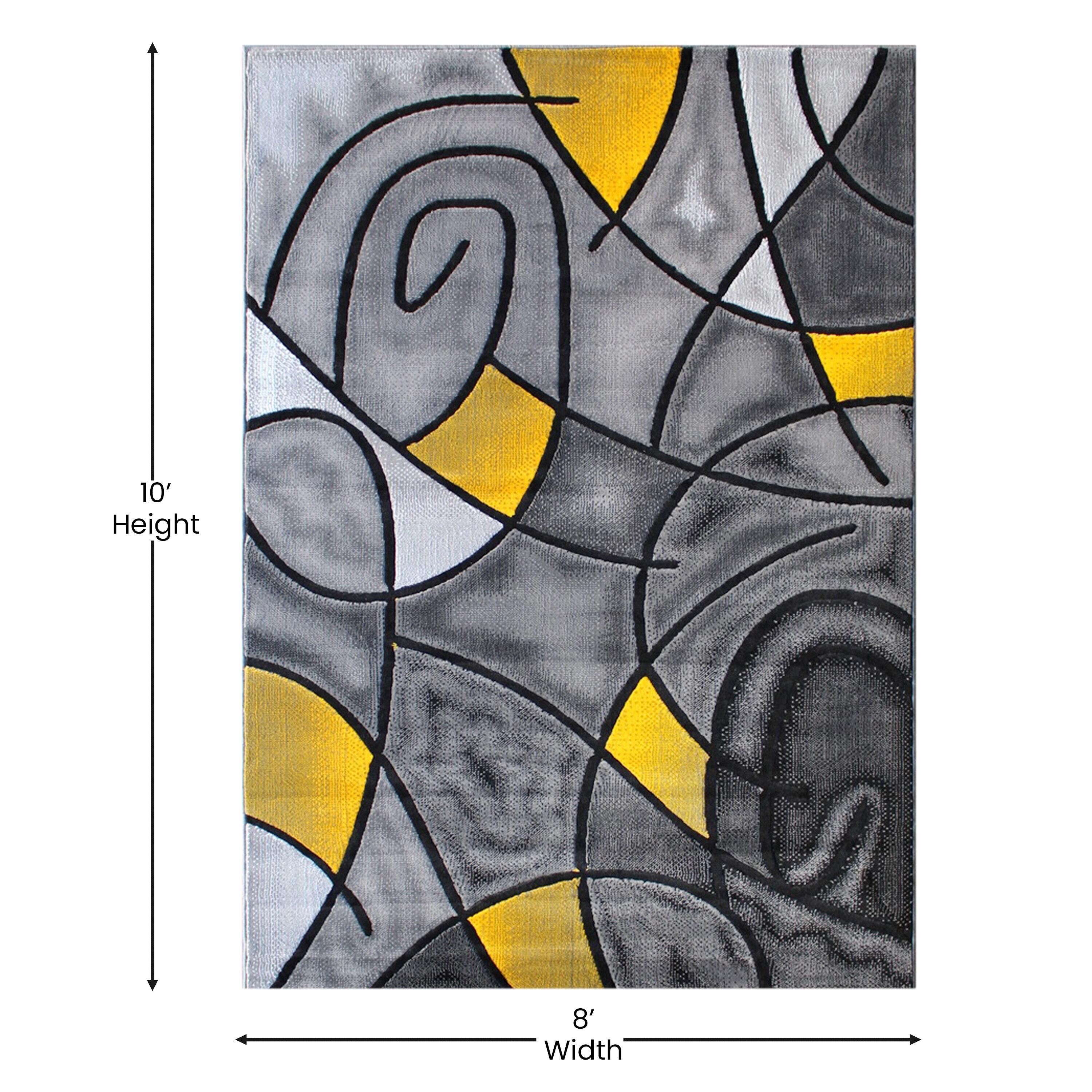 Reversible Abstract Yellow Synthetic 8' x 10' Area Rug