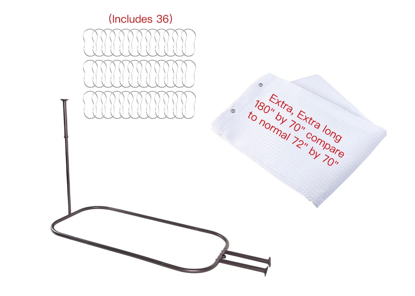 Utopia Alley Rustproof 54" L D-Shaped Fixed Shower Curtain Rod & Hook Set | Wayfair