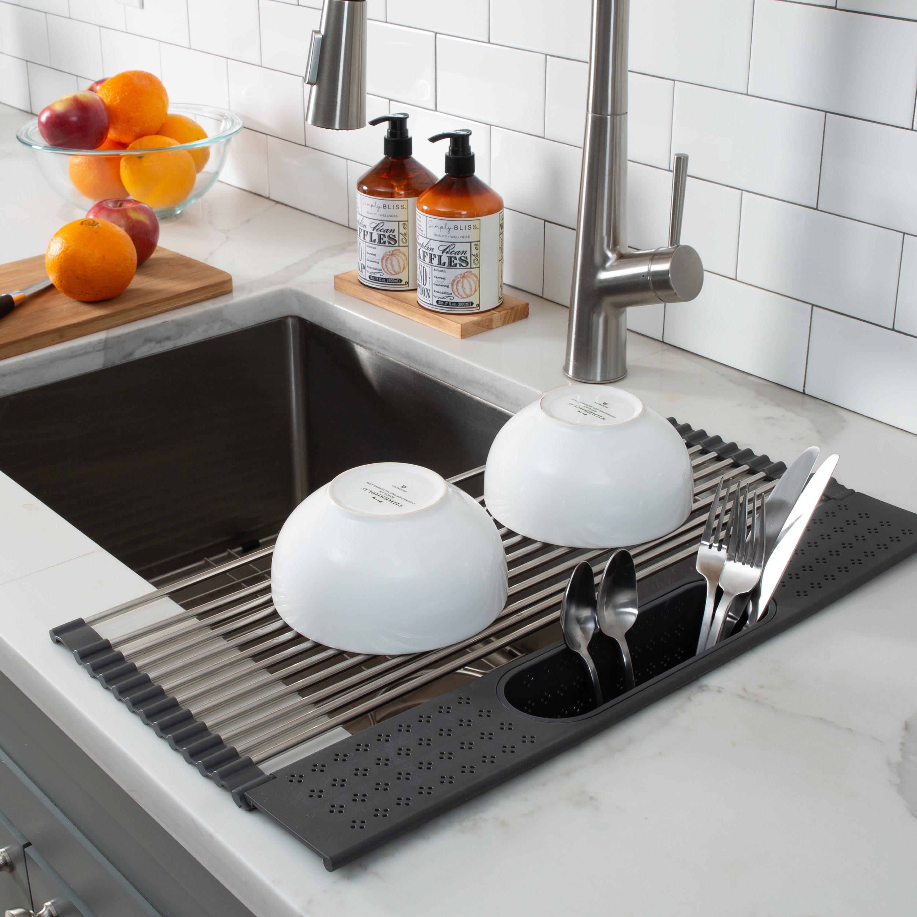 Kitchen Details Adjustable Stainless Steel Over The Sink Dish Rack