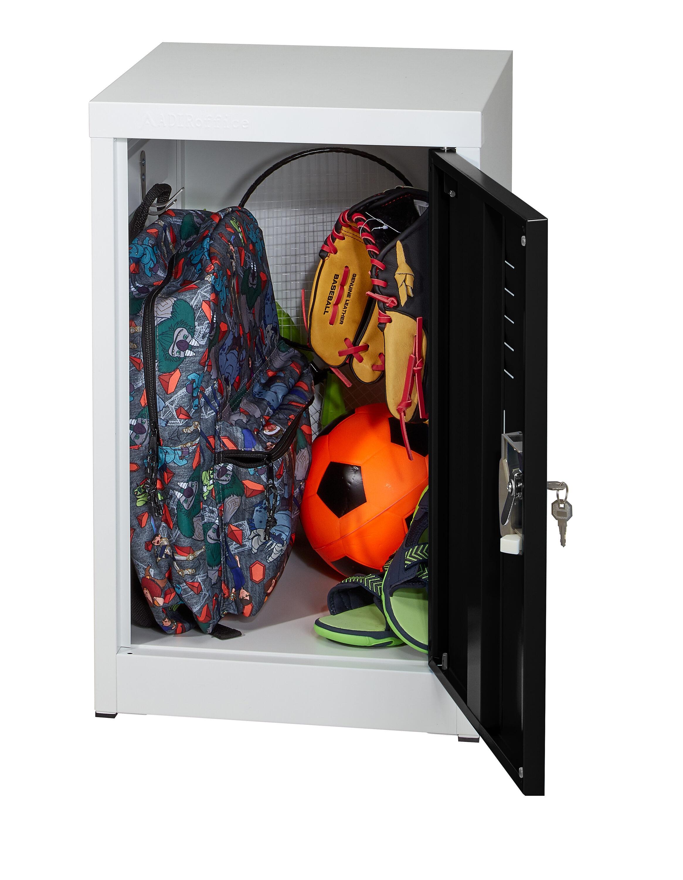 Black and White Steel Office Storage Locker with Key