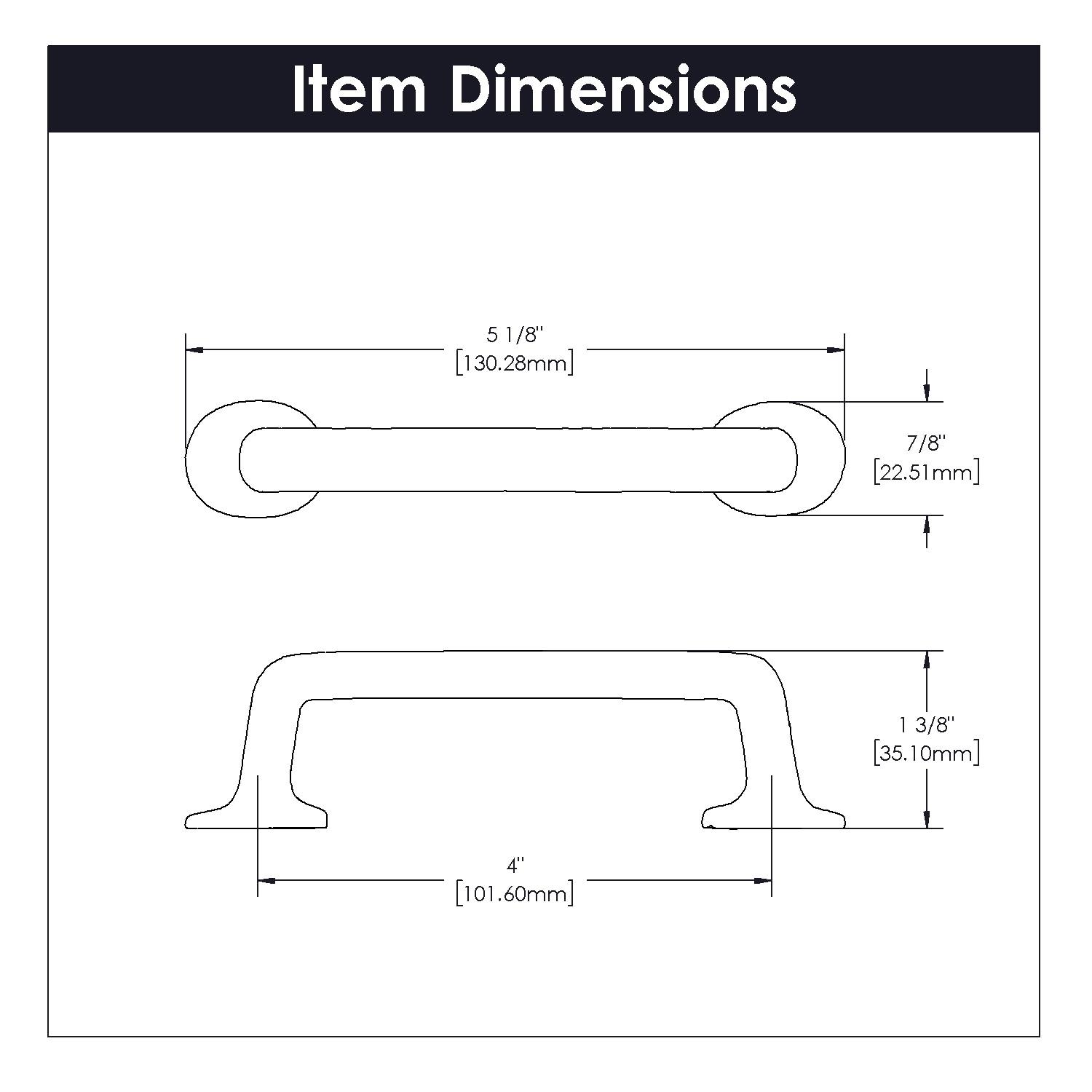 Carbonite Kitchen Cabinet Handles, Solid Core Drawer Pulls for Cabinet Doors, 4"