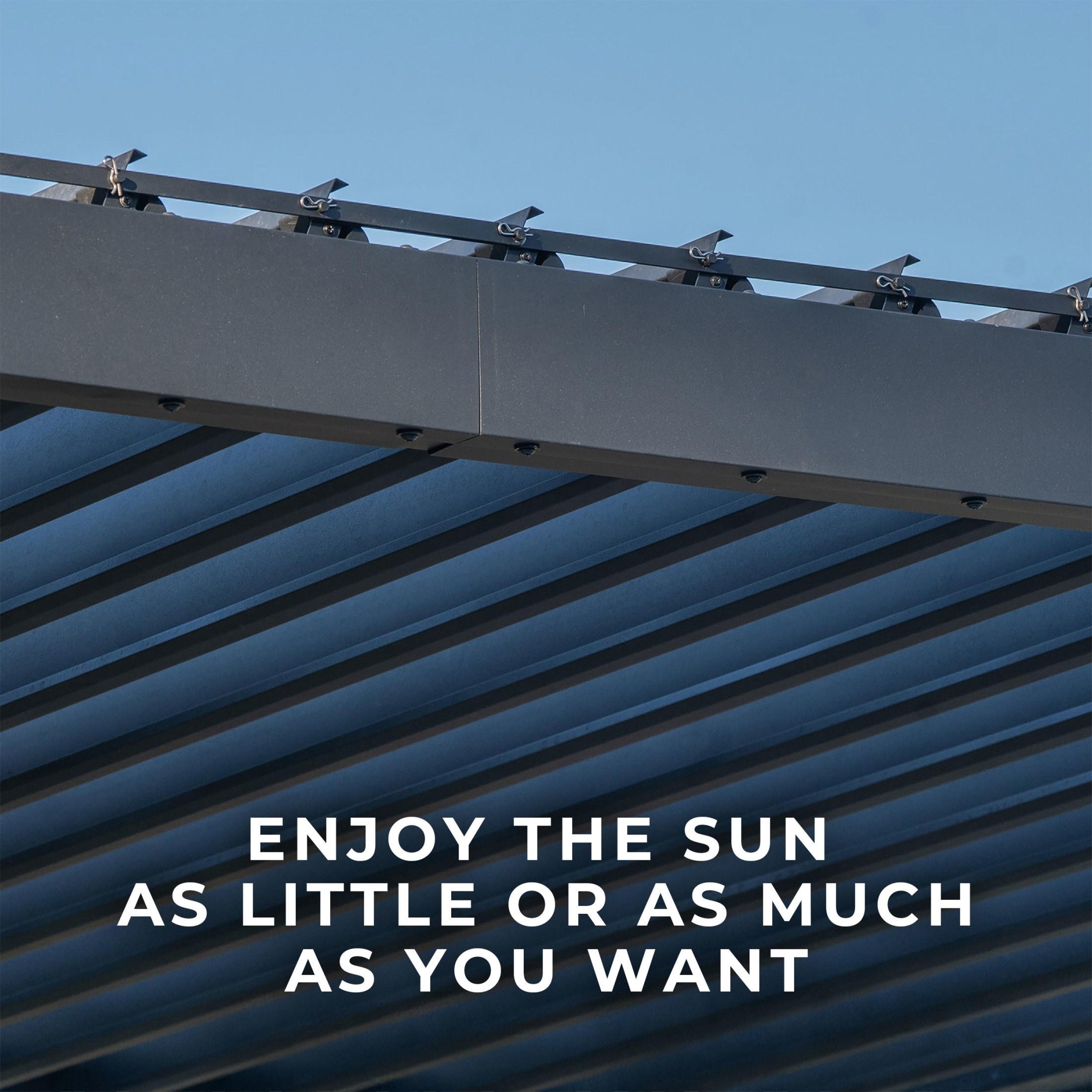 Backyard Discovery Evanston 20'x10' Steel Wall-Mounted Louvered Pergola, Adjustable Roof