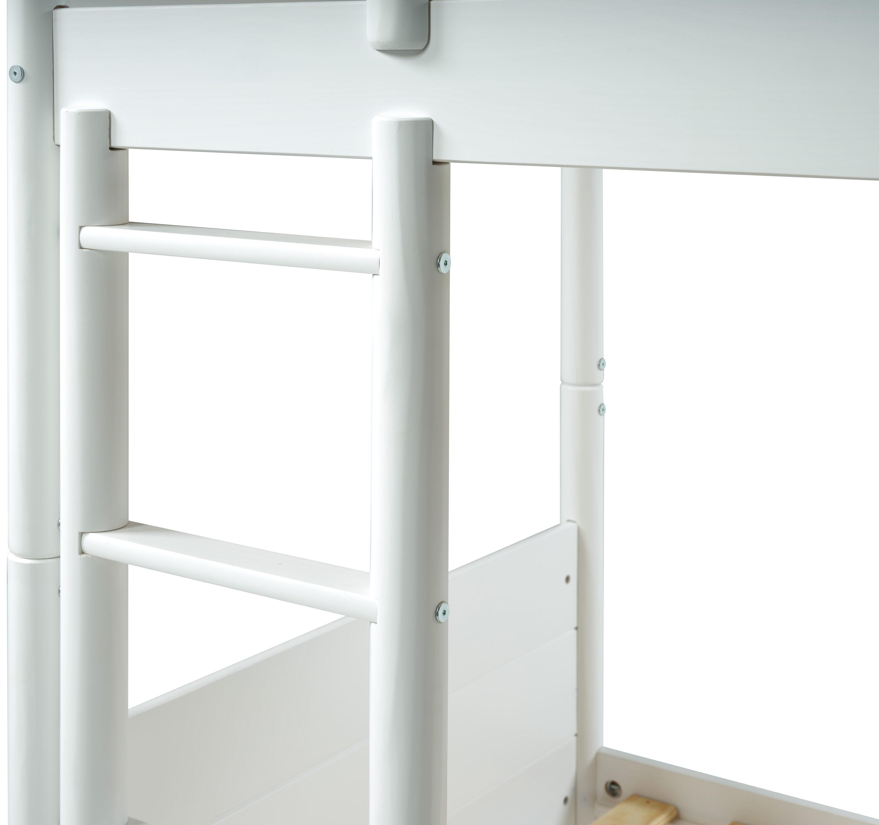 Mid Century Modern Bunk Bed Twin over Twin - White Finish