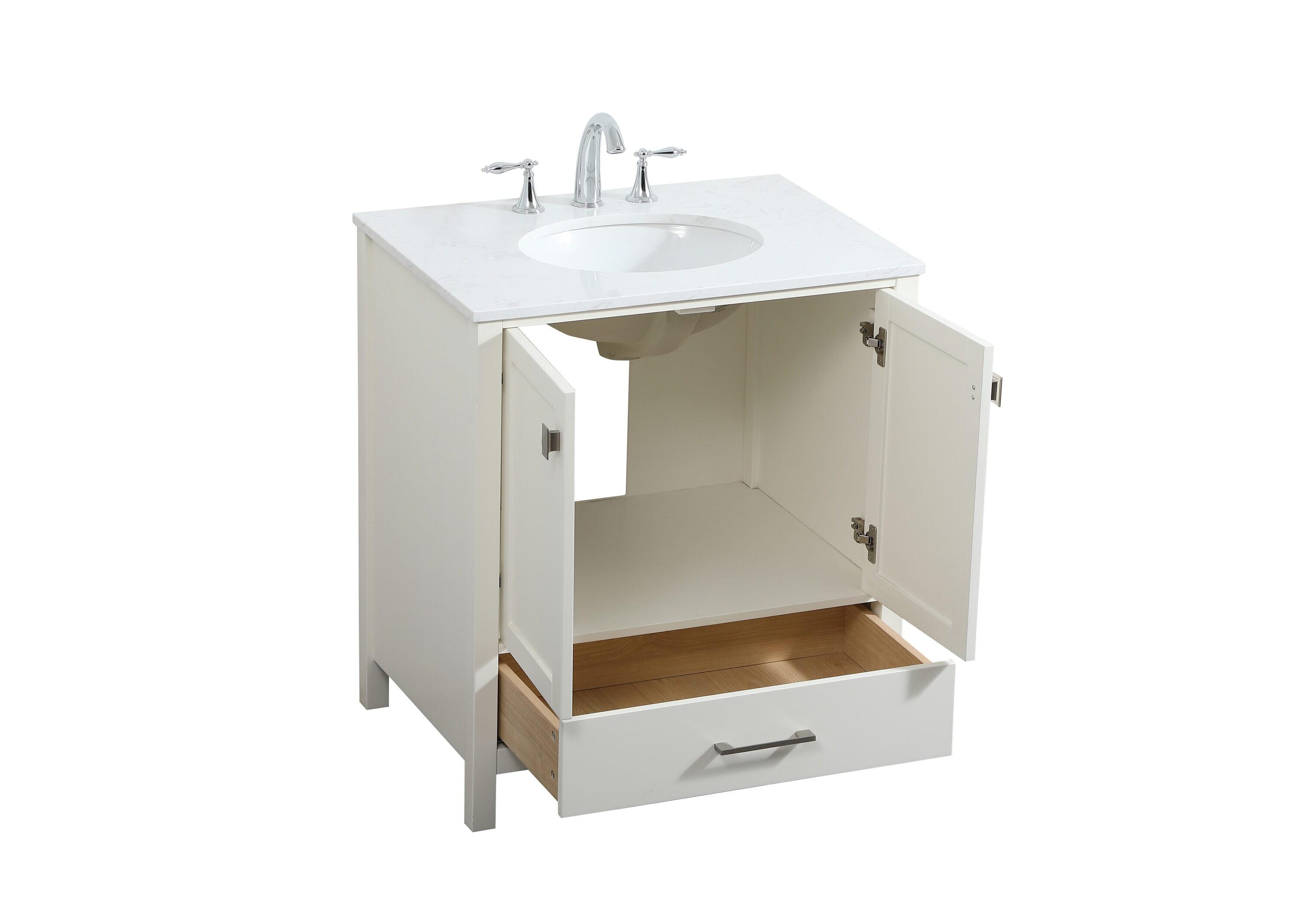 Elegant Decor Irene 30" Zinc Alloy MDF Single Bathroom Vanity in White