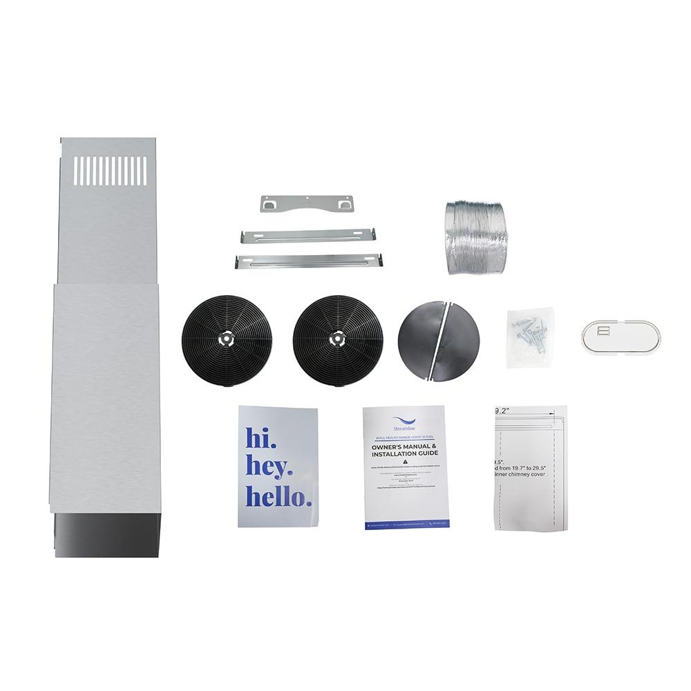 Streamline Francesco 30" 350 Cubic Feet Per Minute Ducted Wall Mount Range Hood with Baffle Filter and Light Included