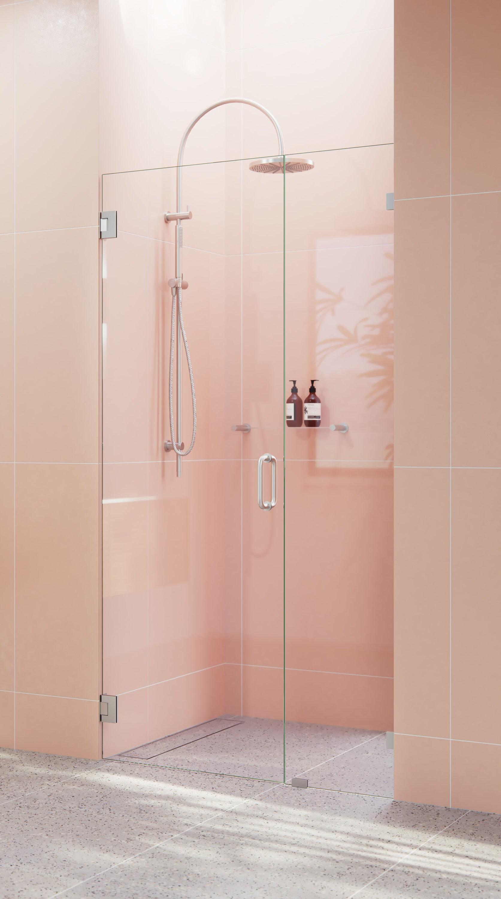 Illume 44.75 in. x 78 in. Fully Frameless Wall Hinge Shower Door