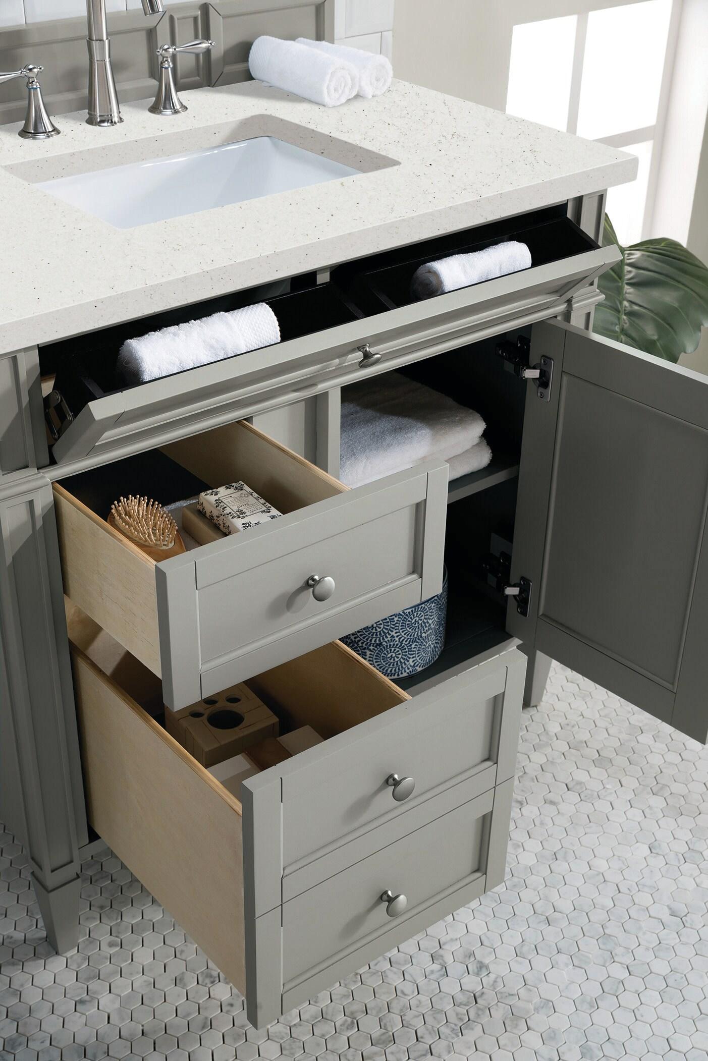 Urban Gray Solid Wood Single Vanity with Porcelain Sink