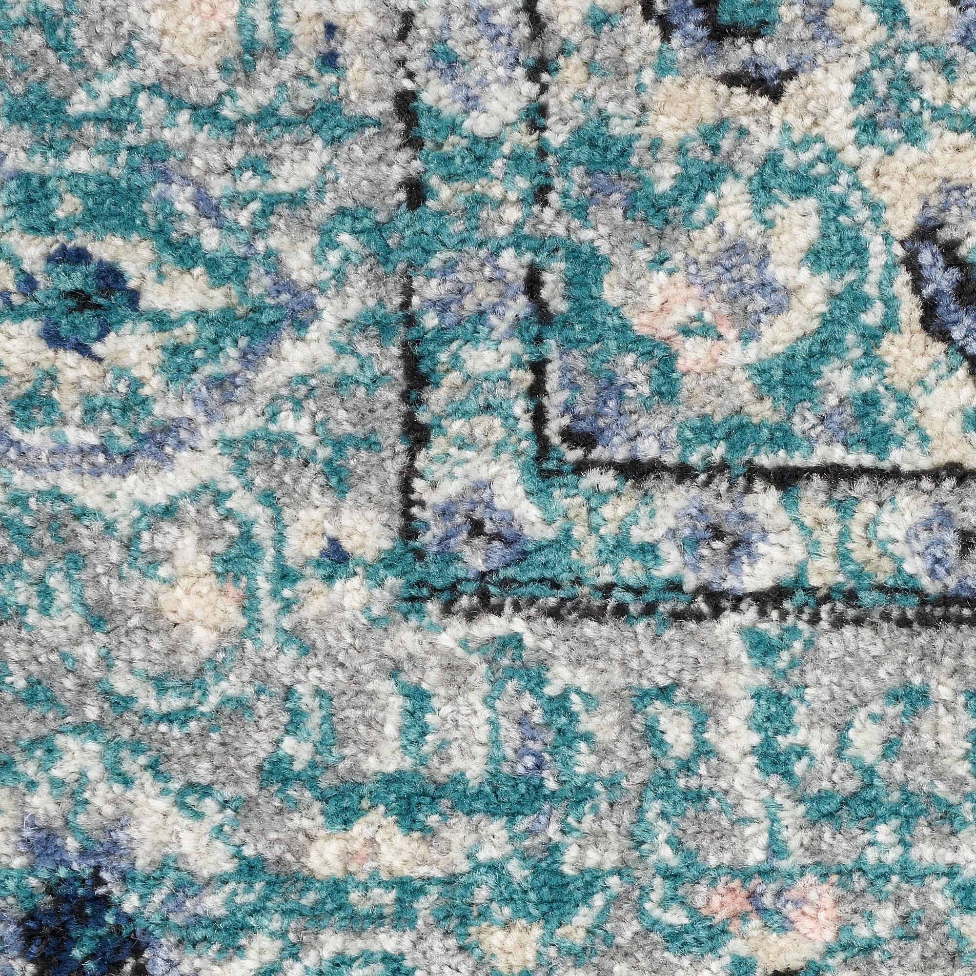 Nourison Passion Medallion Bohemian Indoor Rug Turquoise Grey 1'10" x 2'10"