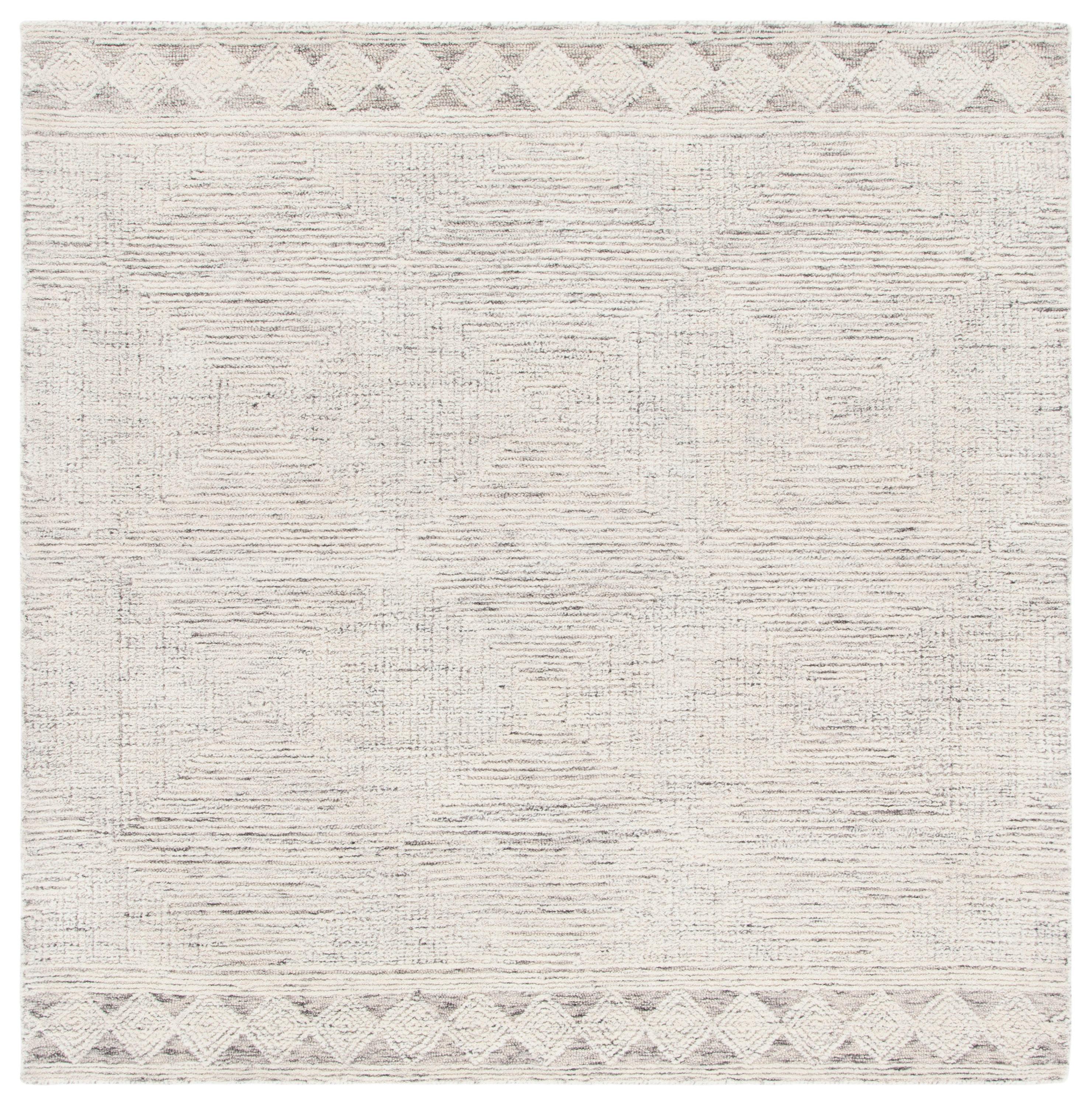 Abstract ABT349 Hand Tufted Area Rug - Ivory/Grey - 6' X 6' Square - Safavieh.