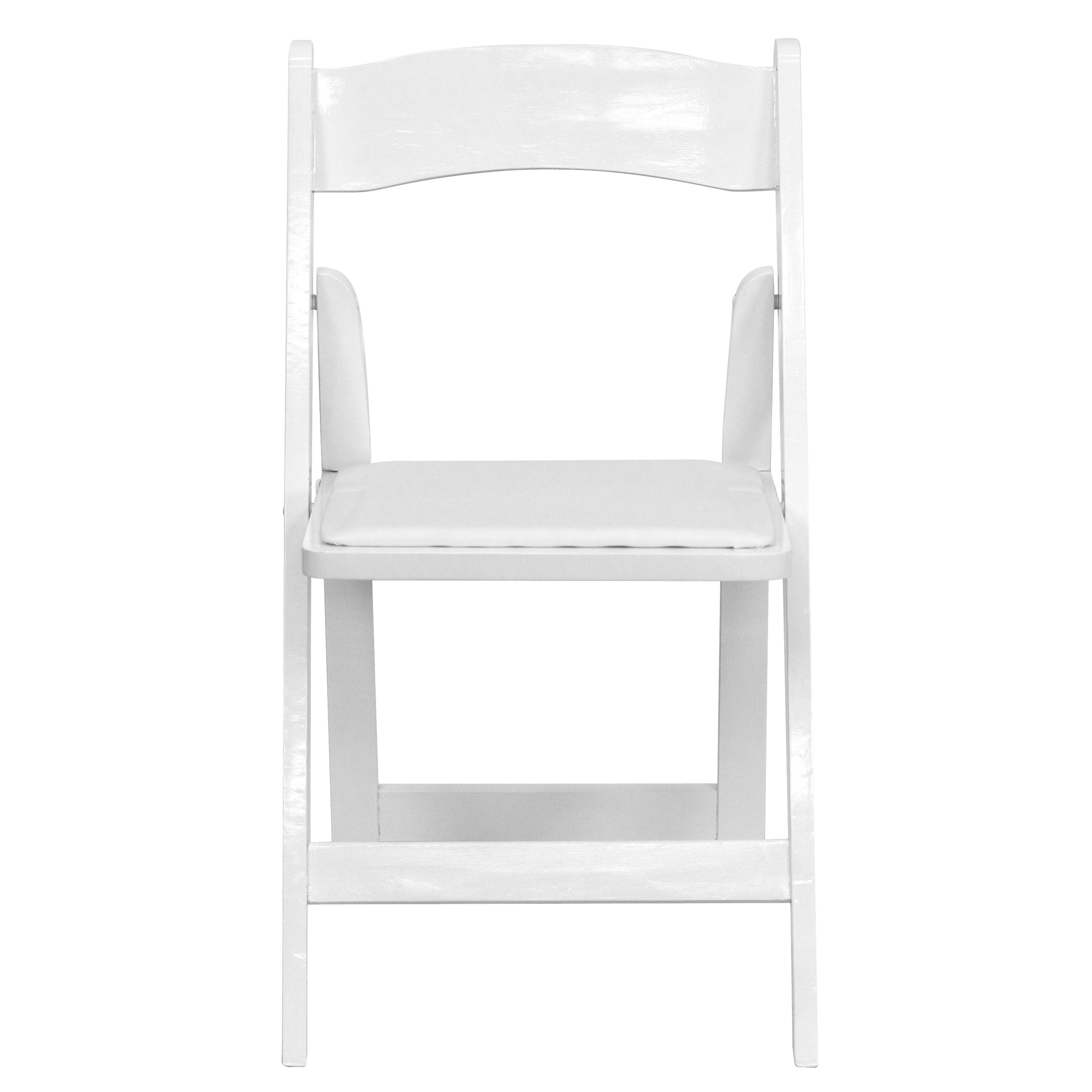 Flash Furniture 2 Pack HERCULES Series White Wood Folding Chair with Vinyl Padded Seat